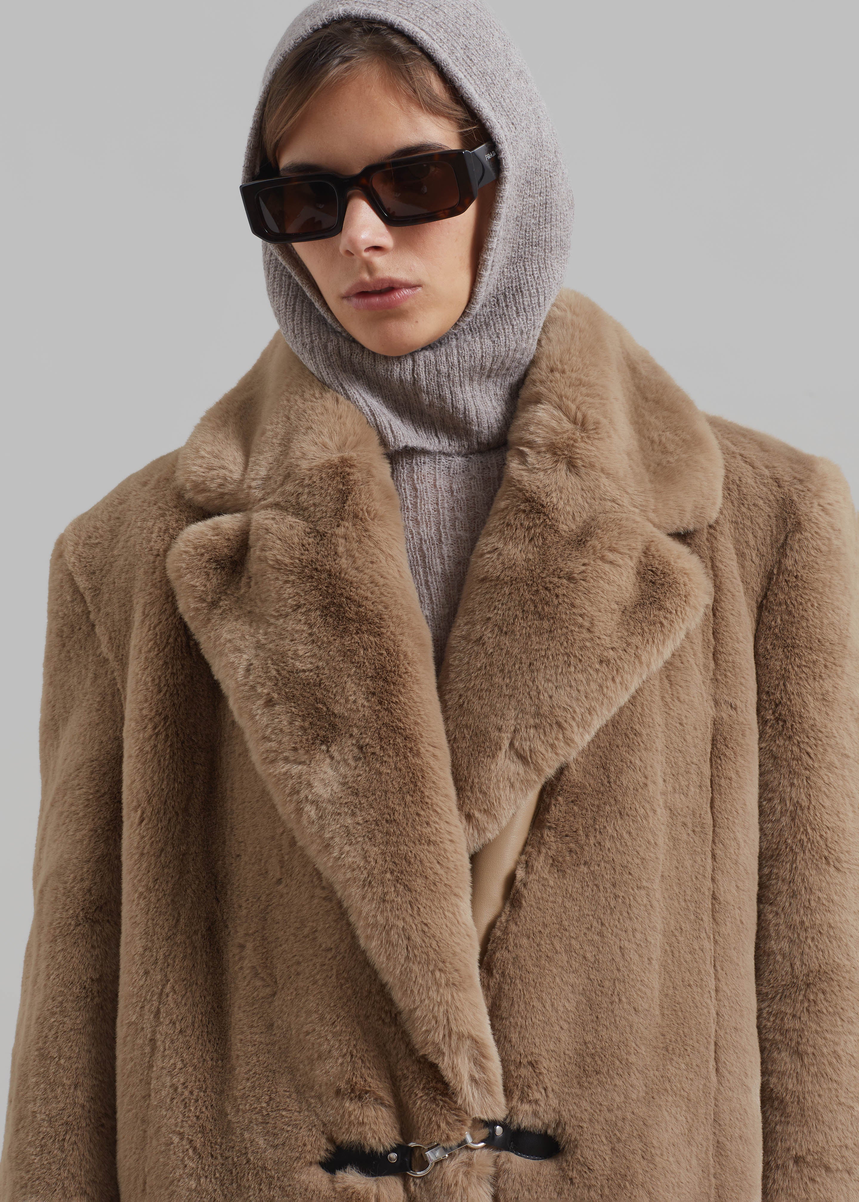 ROTATE Fluffy Clasp Coat - Sepia Tint - 7
