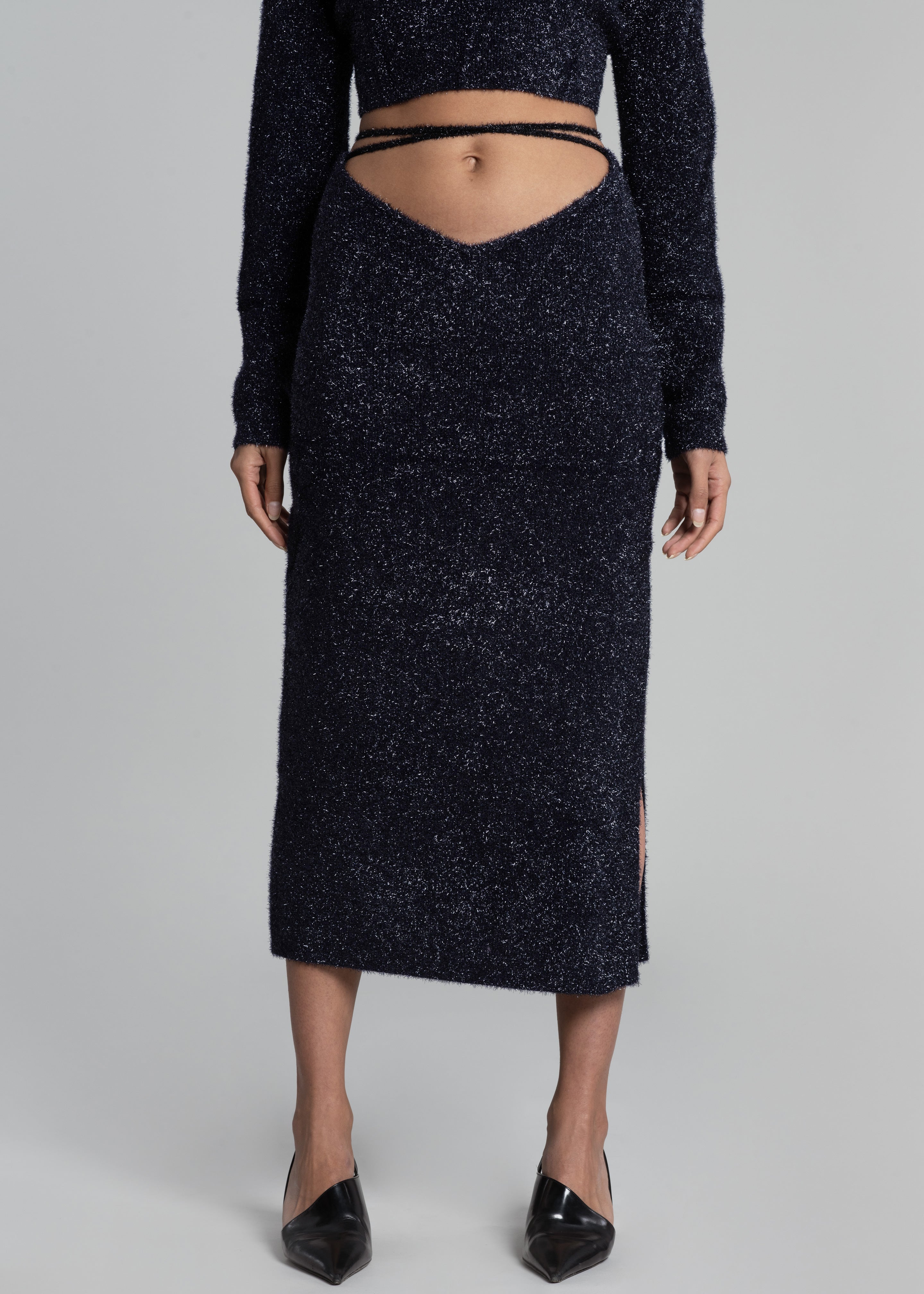 ROTATE Glitter Knit Pencil Skirt - Blue Nights - 4