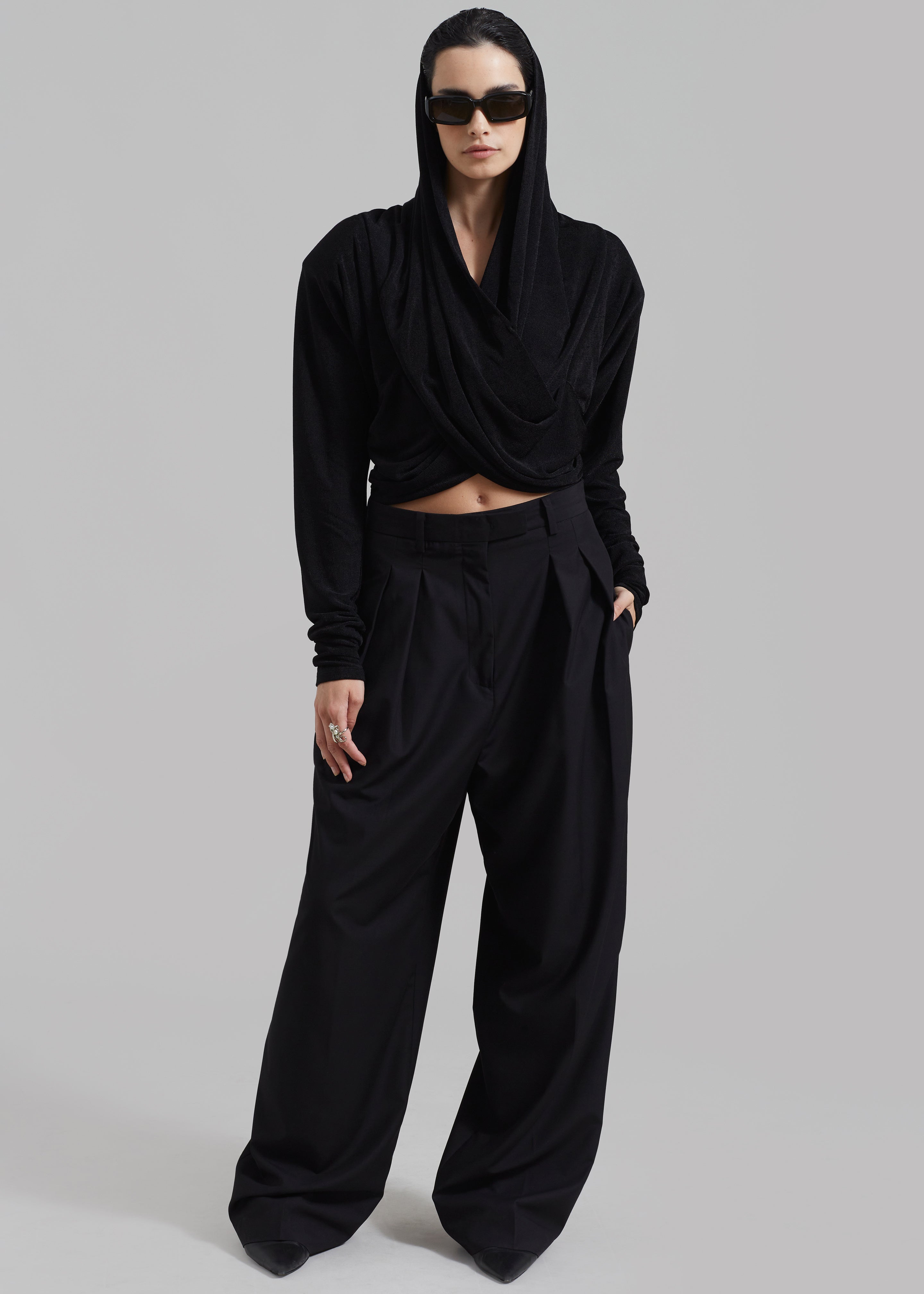 ROTATE Slinky Hooded Top - Black - 6