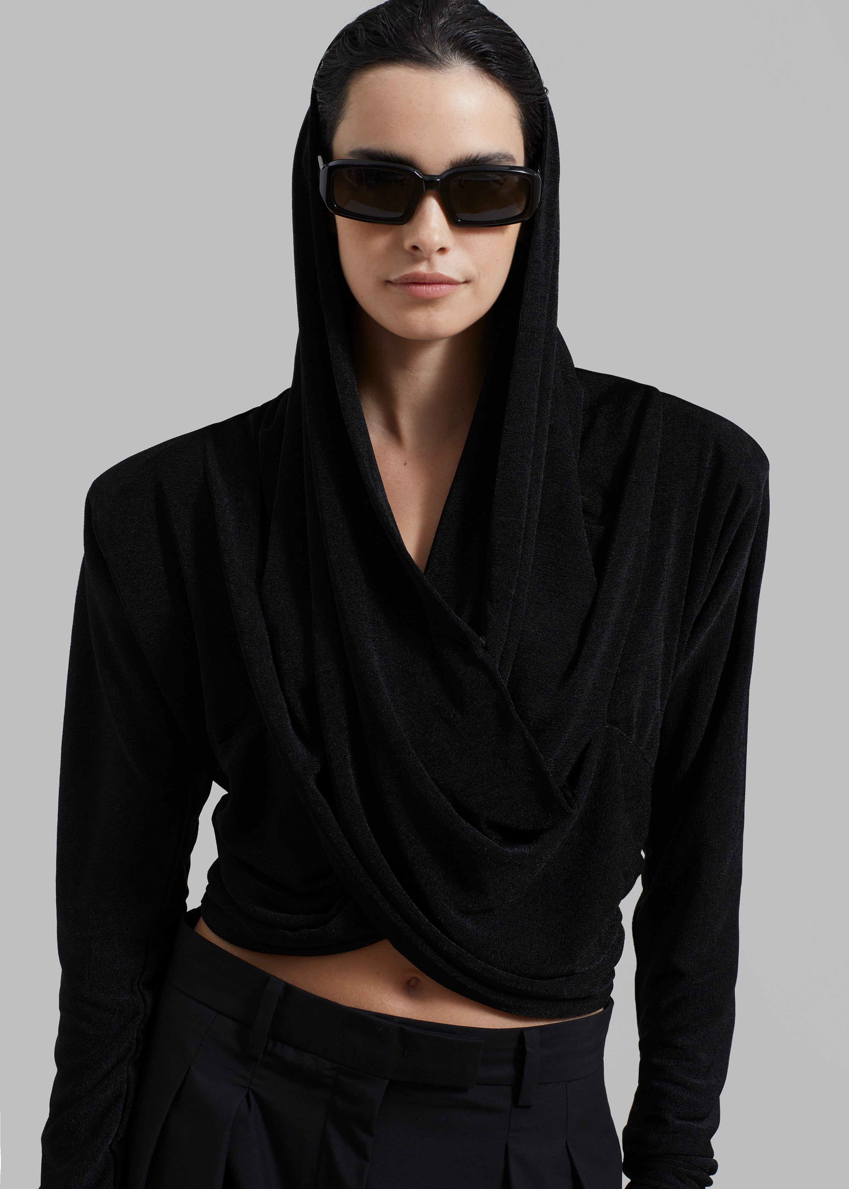 ROTATE Slinky Hooded Top - Black - 7