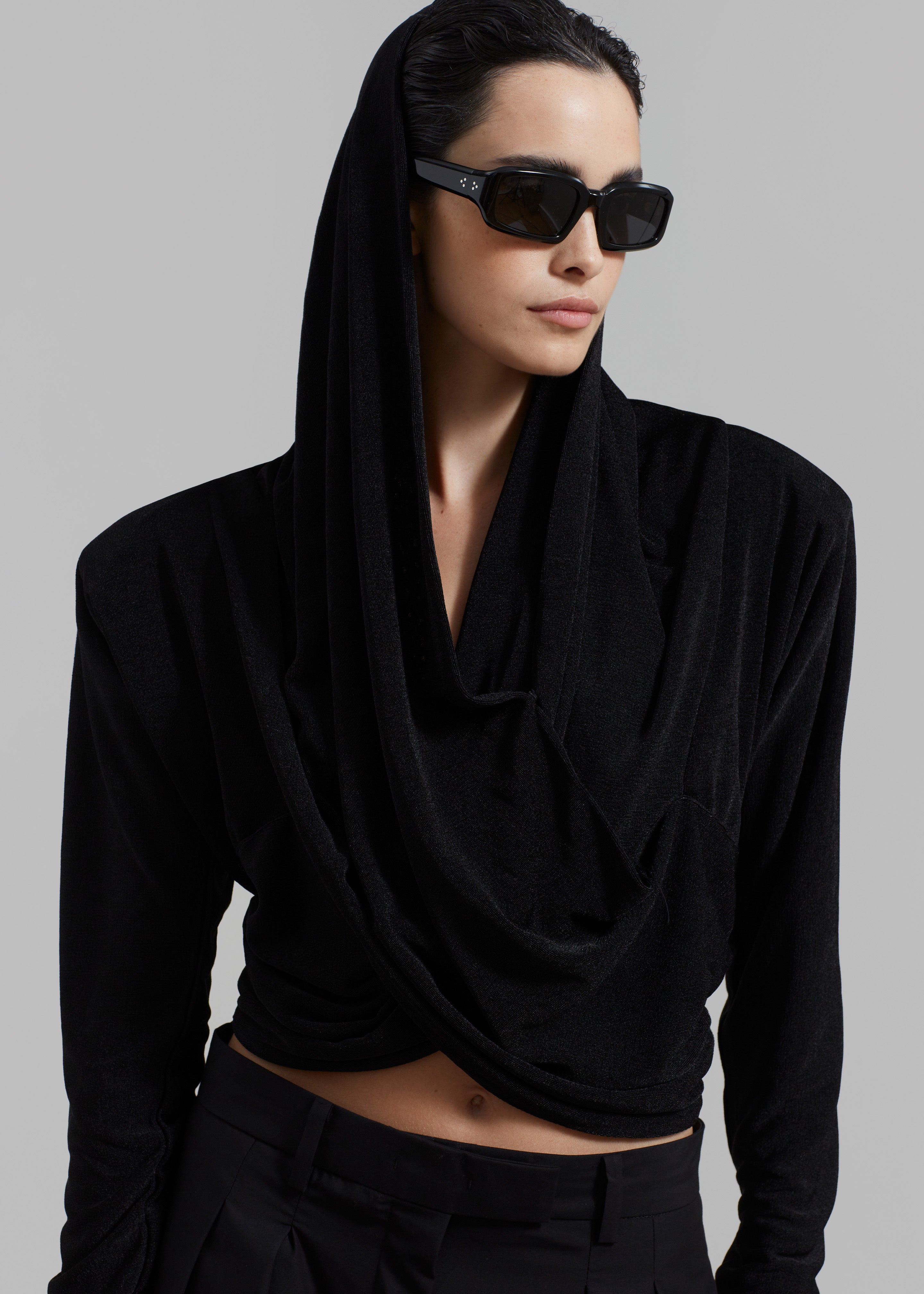 ROTATE Slinky Hooded Top - Black - 5