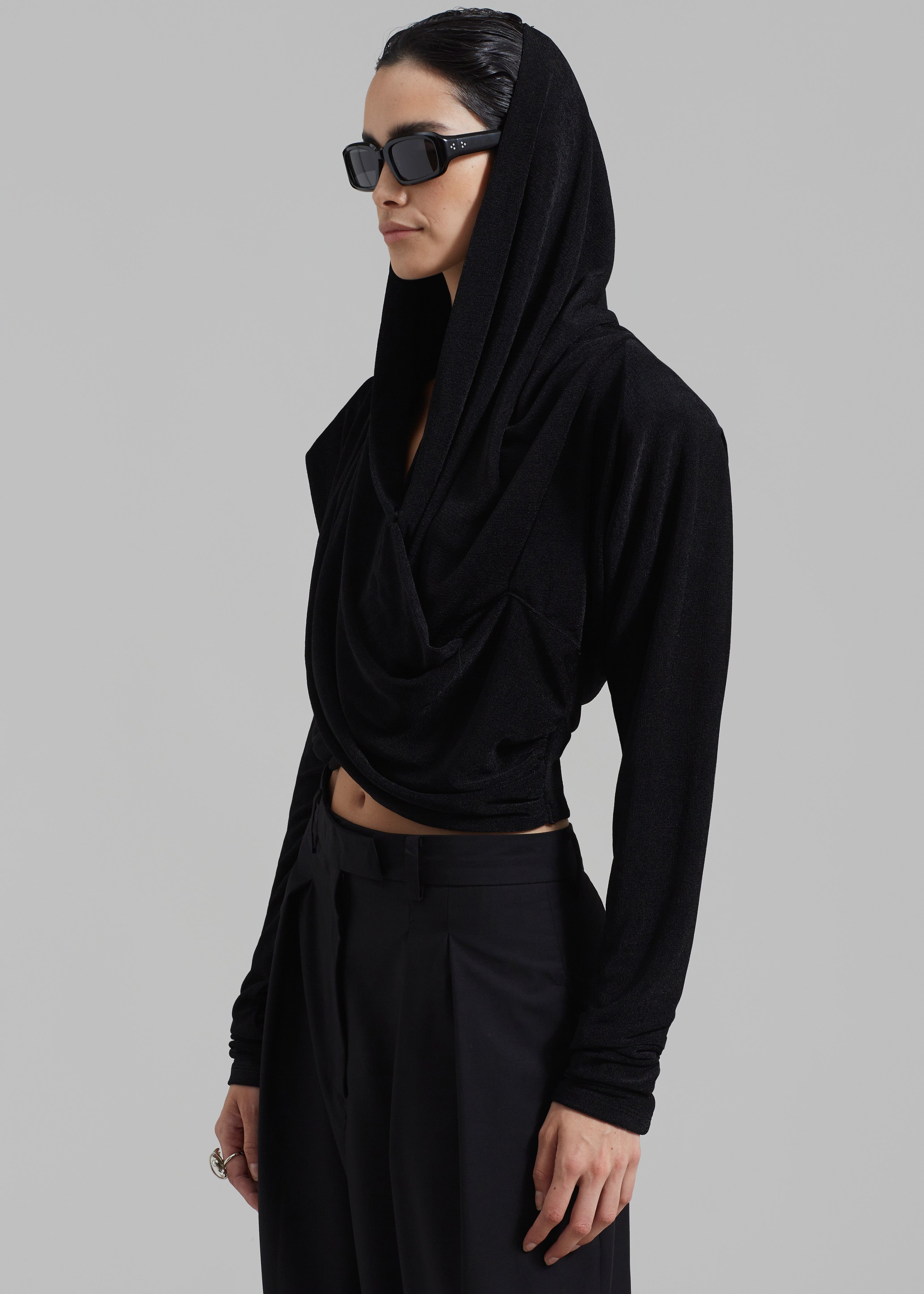 ROTATE Slinky Hooded Top - Black - 8