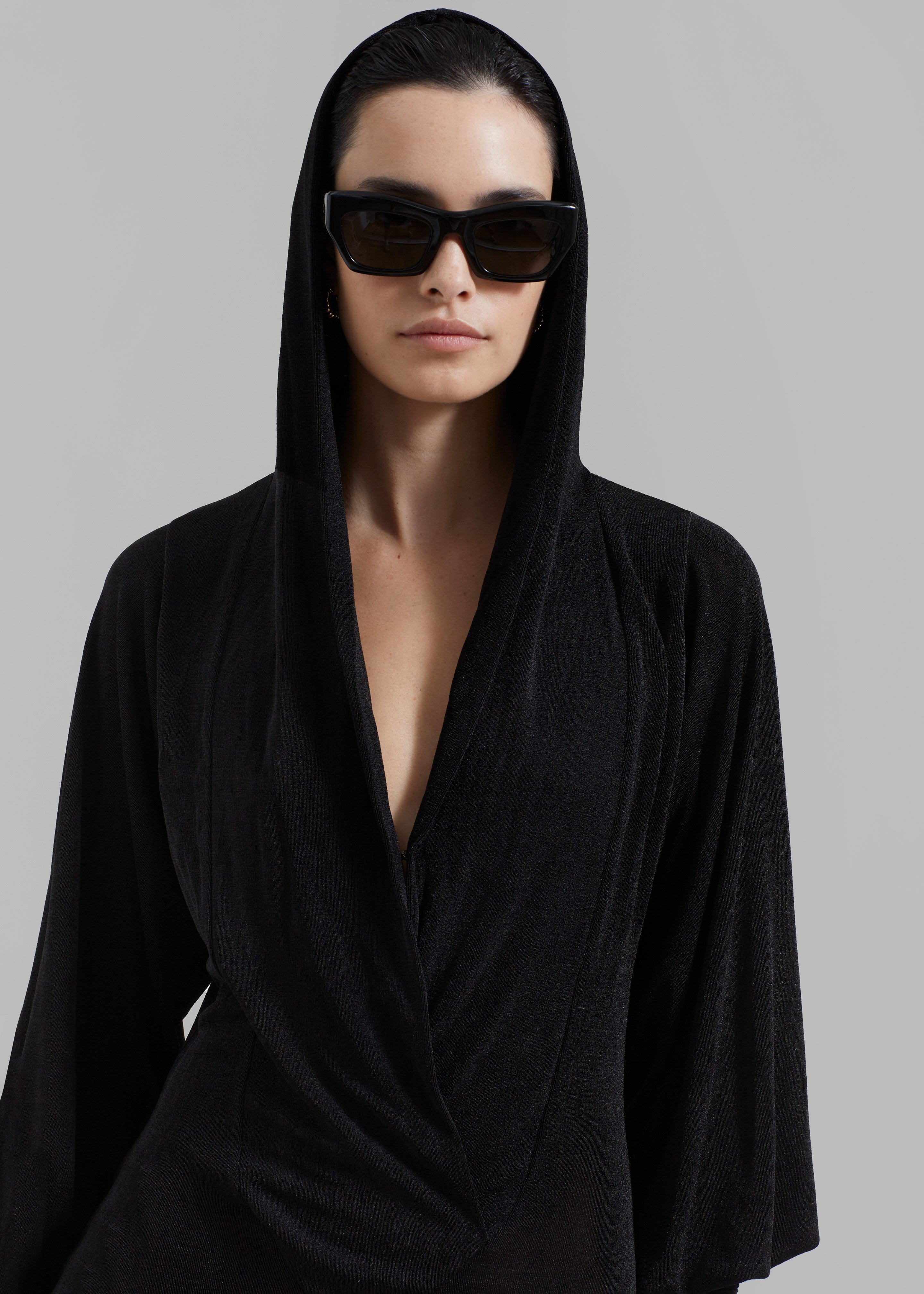 ROTATE Slinky Maxi Hooded Dress - Black - 8