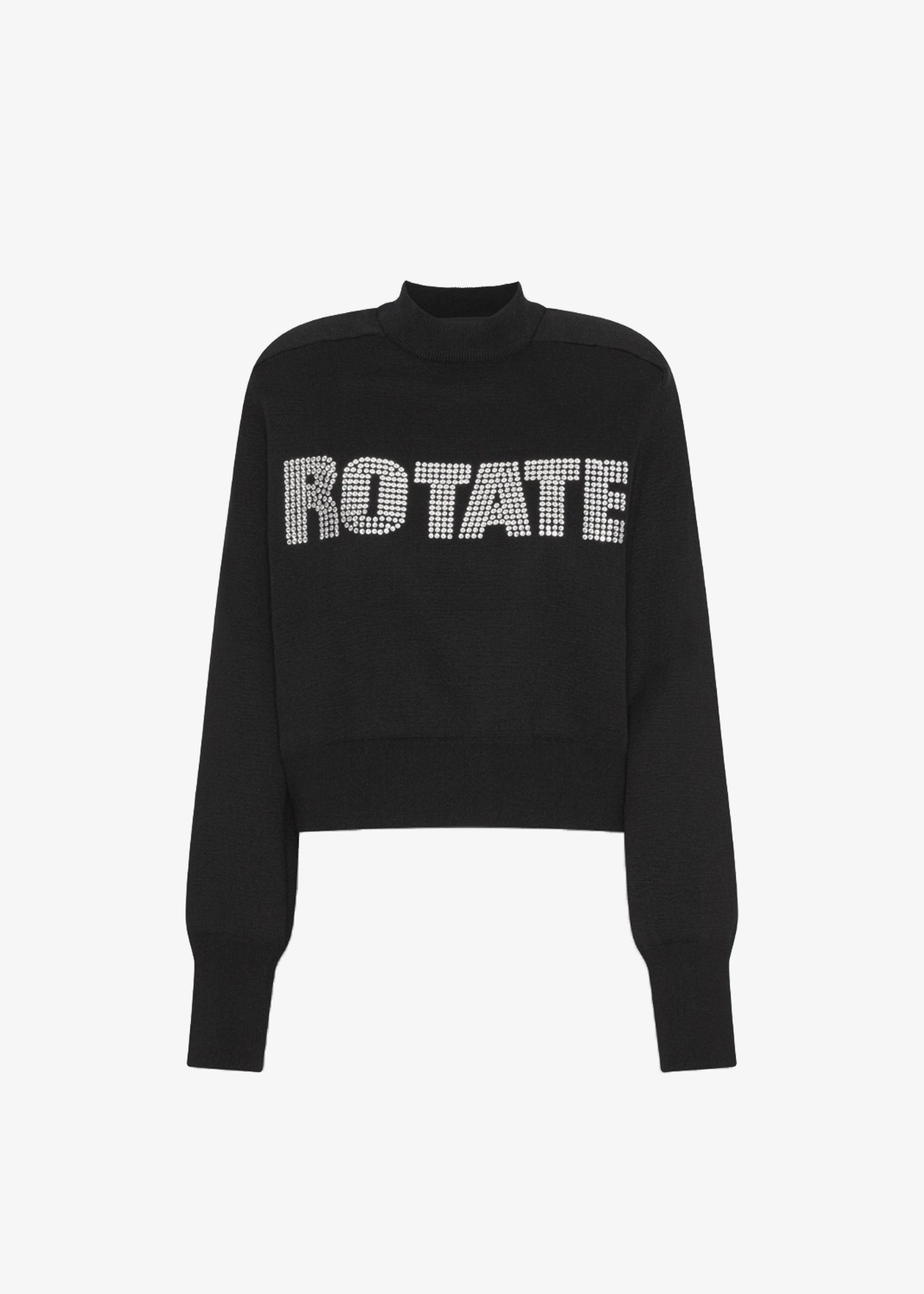 ROTATE Firm Knitted Rhinestone Logo Jumper - Black - 8