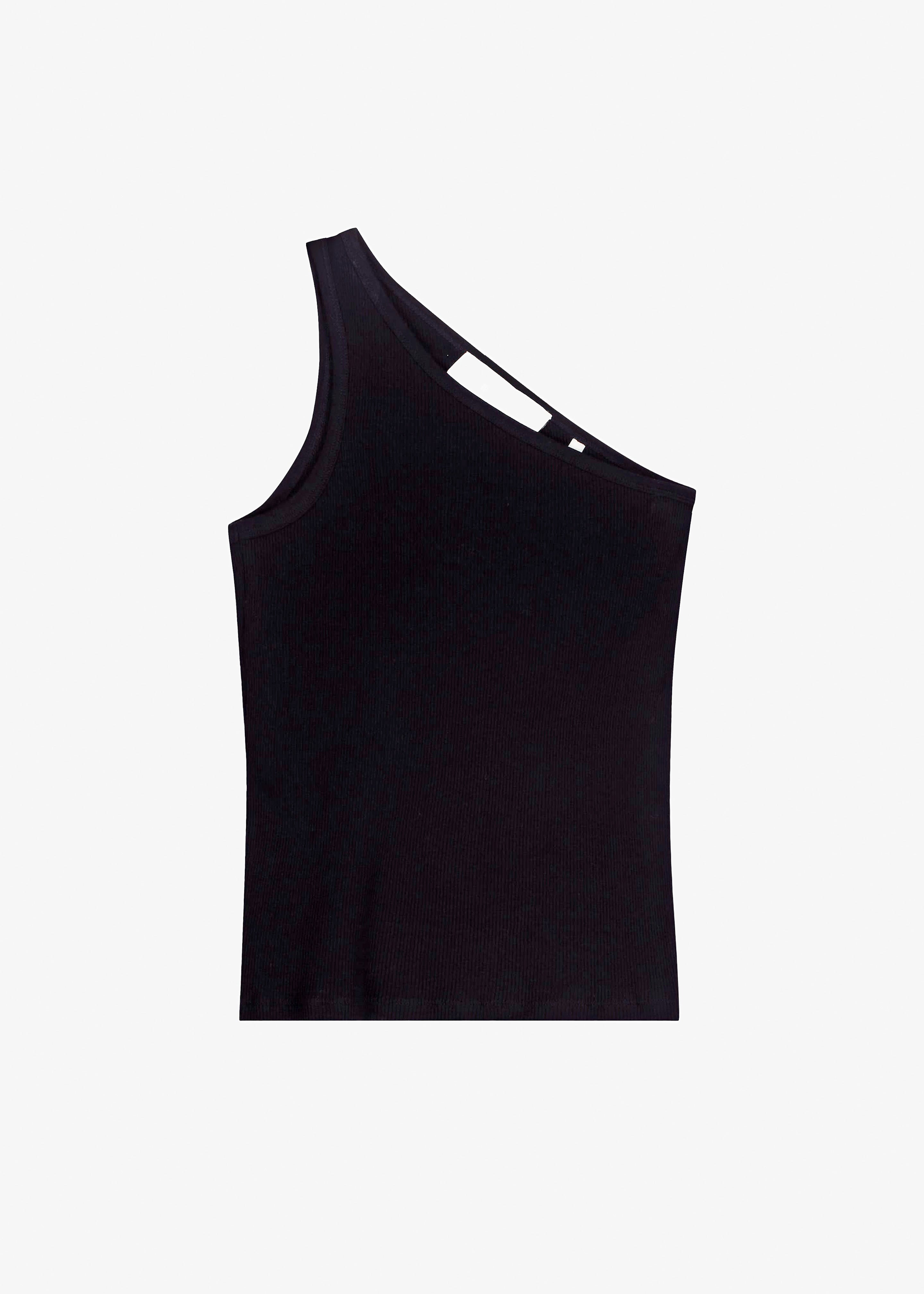 Róhe Asymmetric Rib Top - Noir - 5
