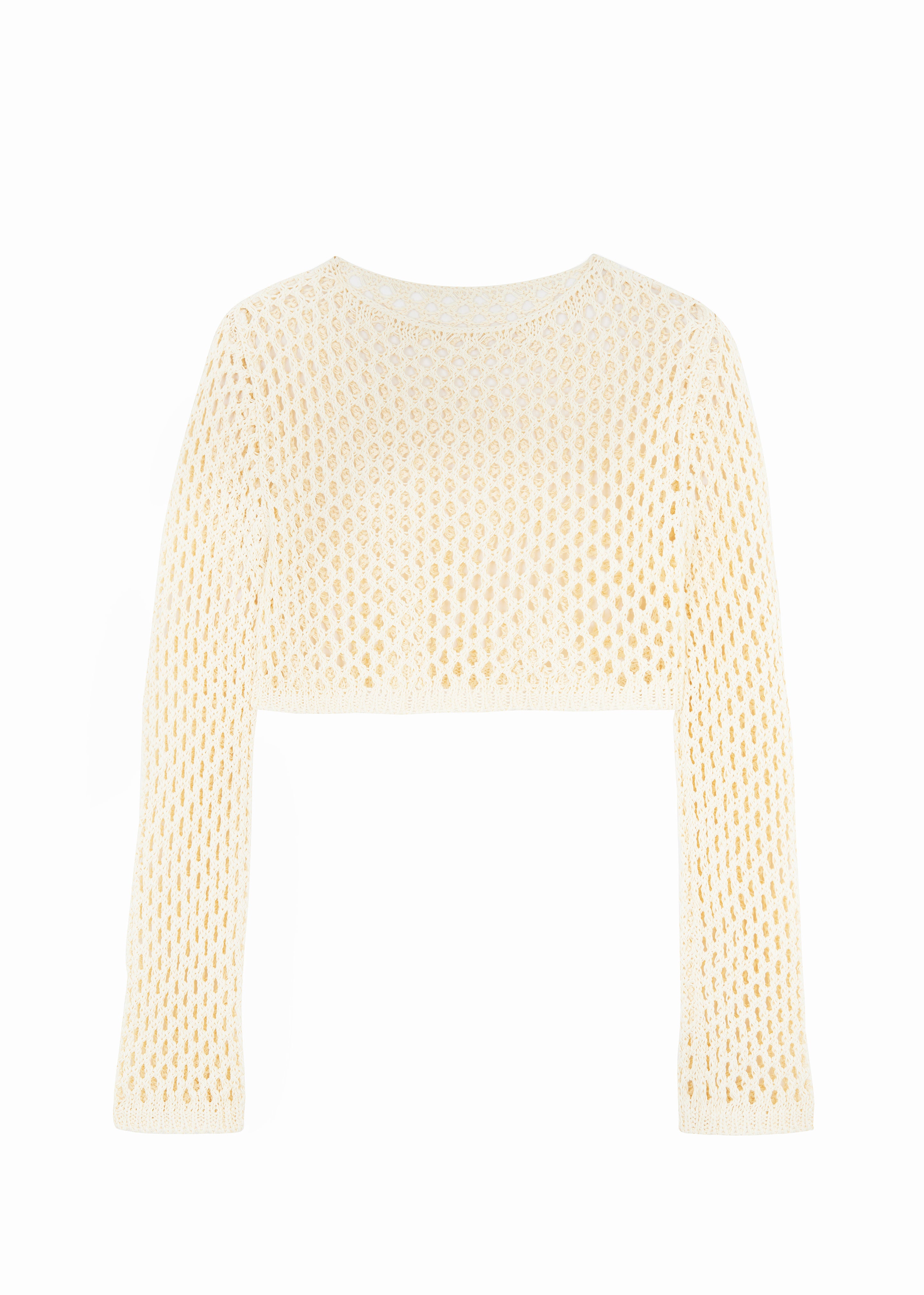 Safa Crochet Open-Knit Top - Cream - 6