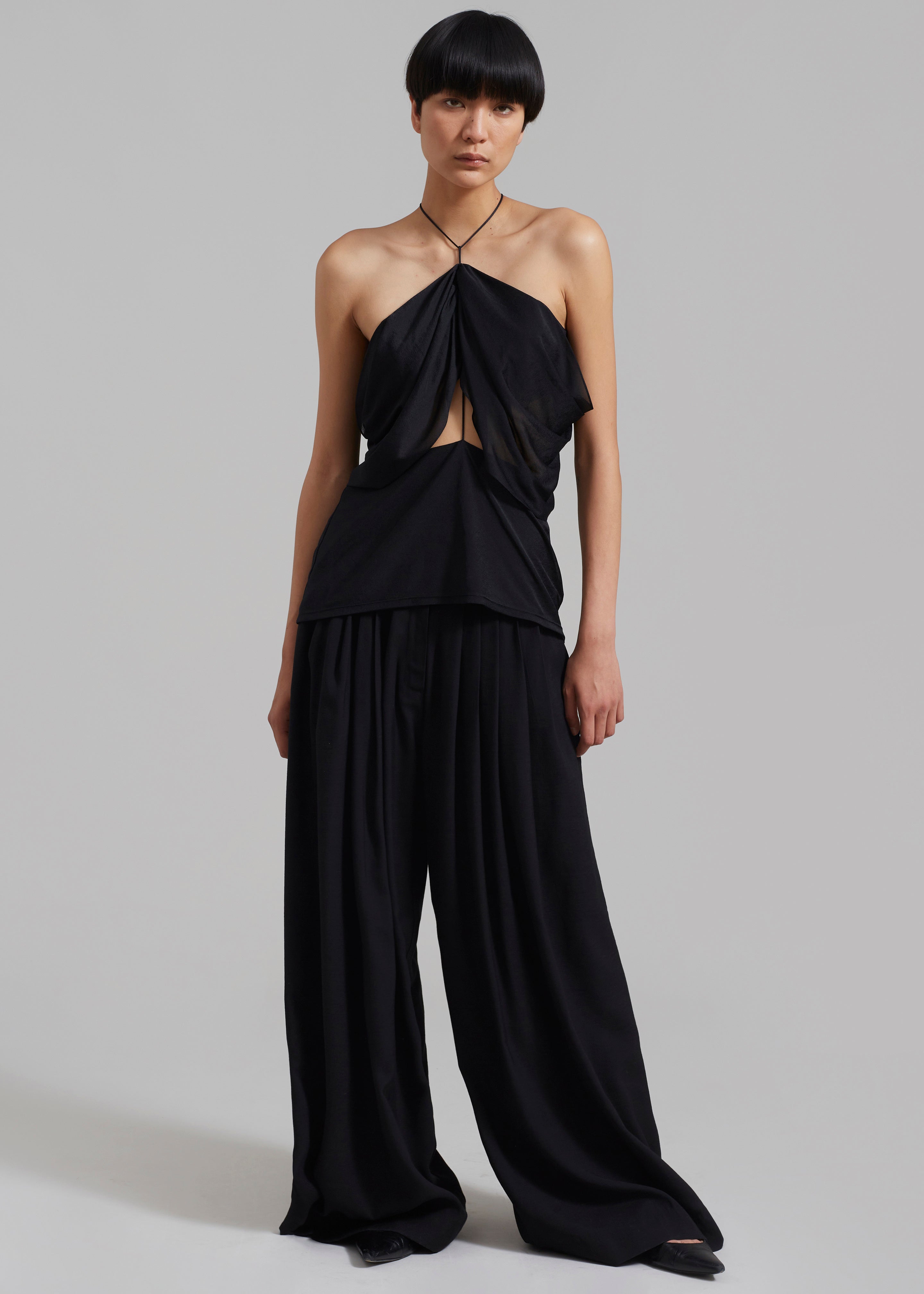 Sloane Wide Leg Trousers - Black - 4