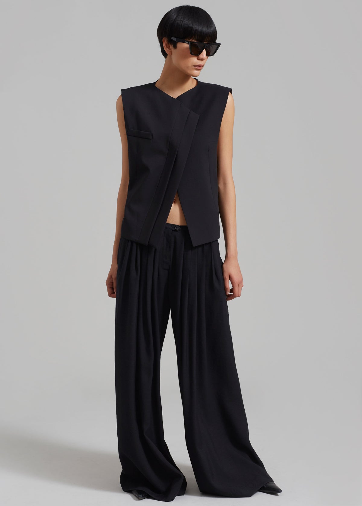 Sloane Wide Leg Trousers - Black - 5