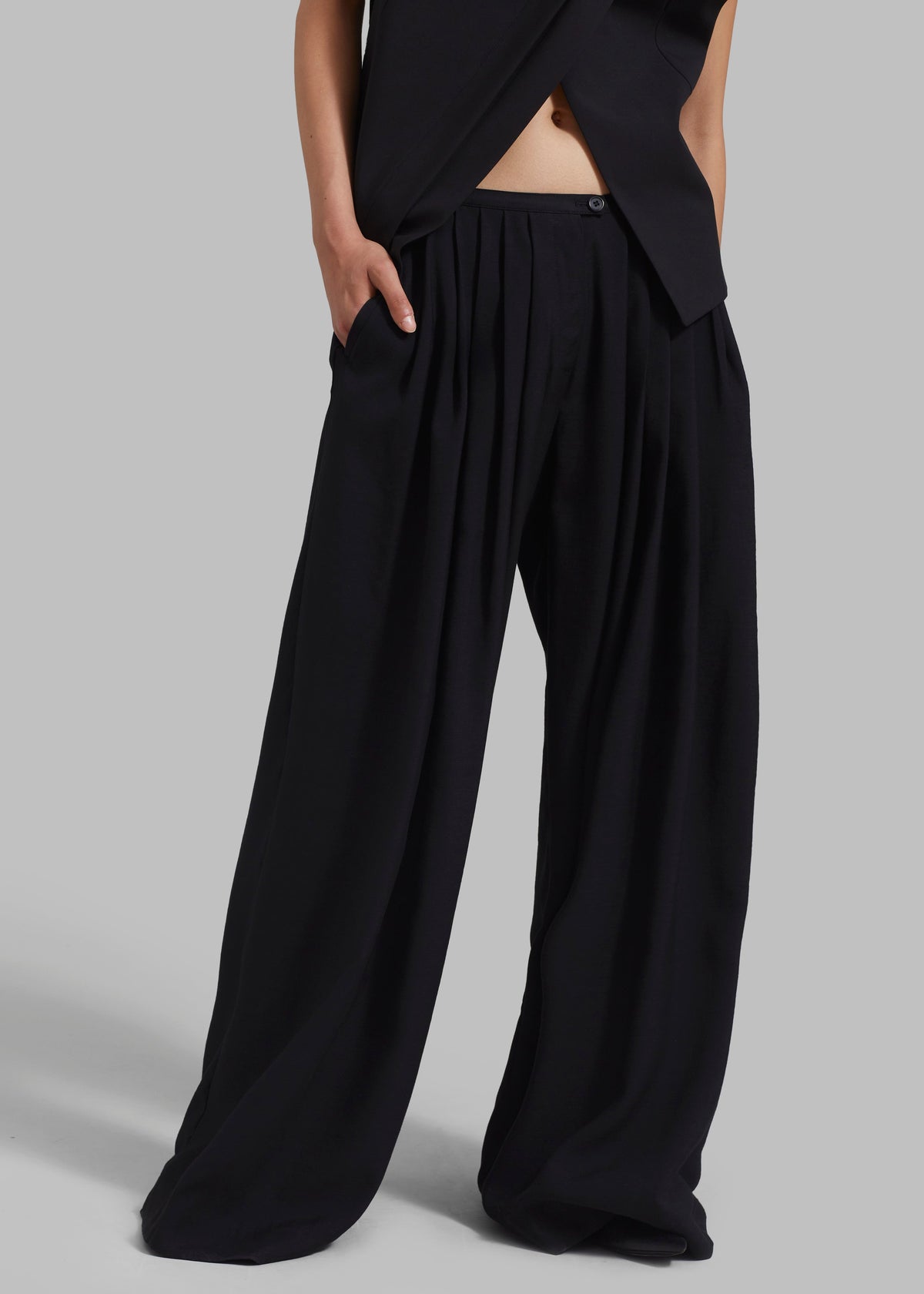 Sloane Wide Leg Trousers - Black - 7