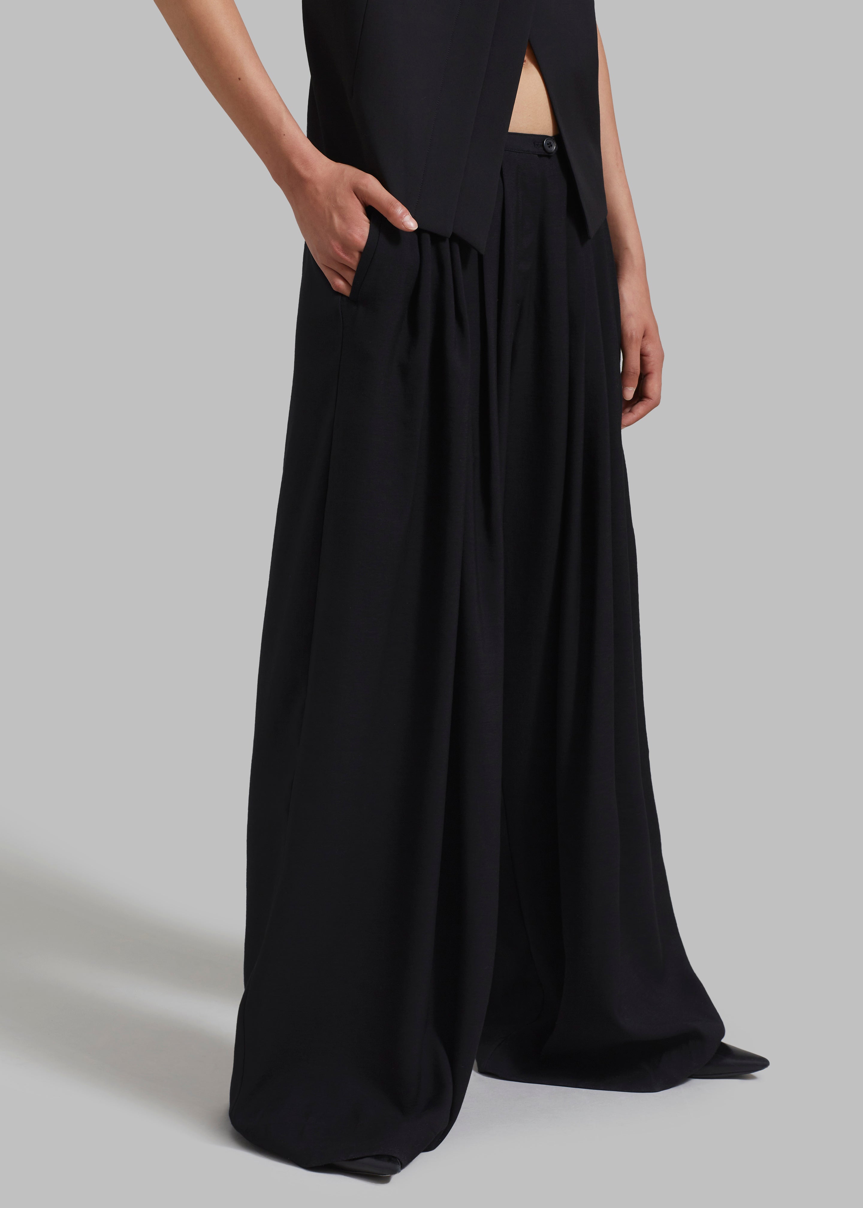 Sloane Wide Leg Trousers - Black - 8