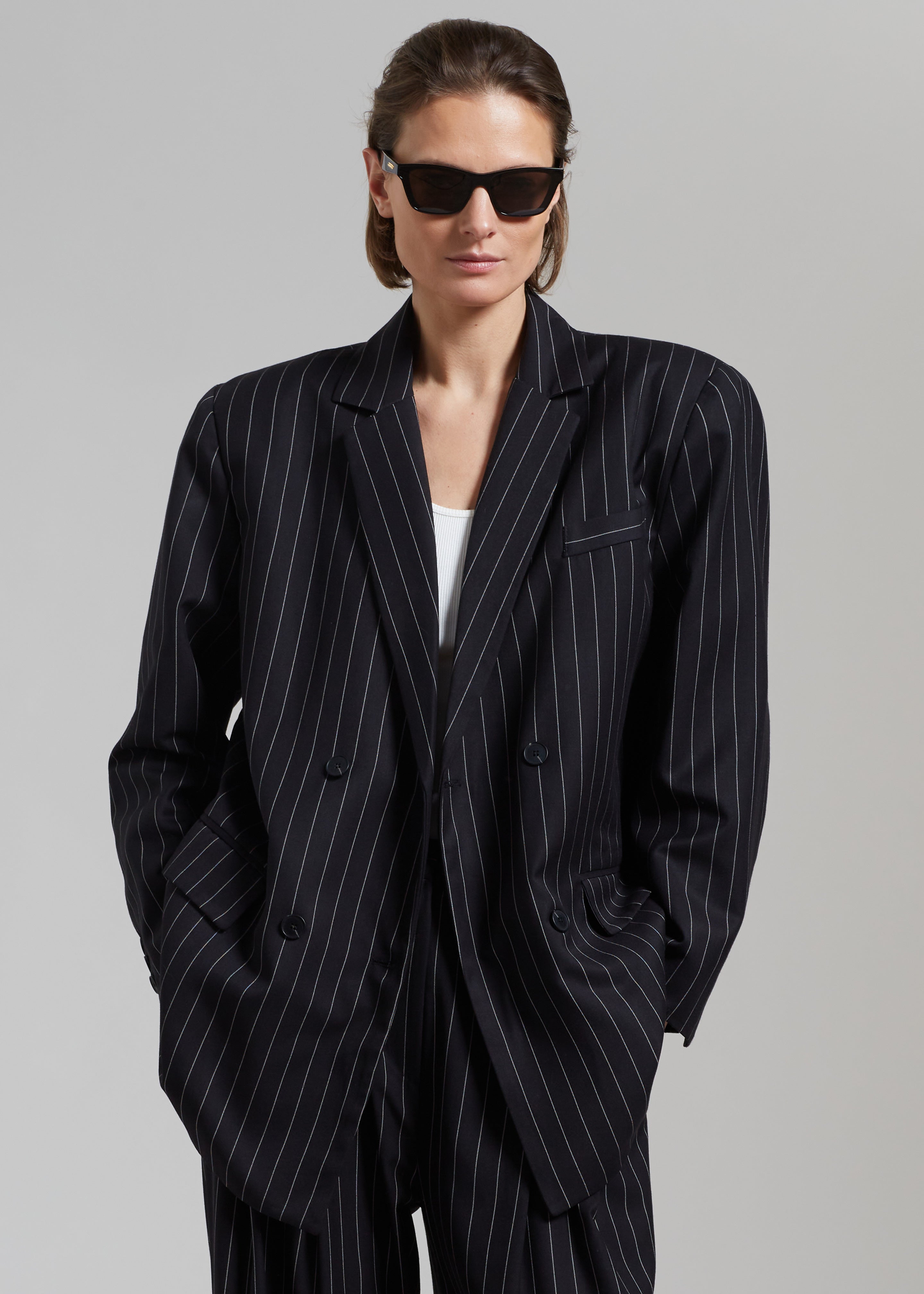 Sybil Blazer - Black Pinstripe - 2