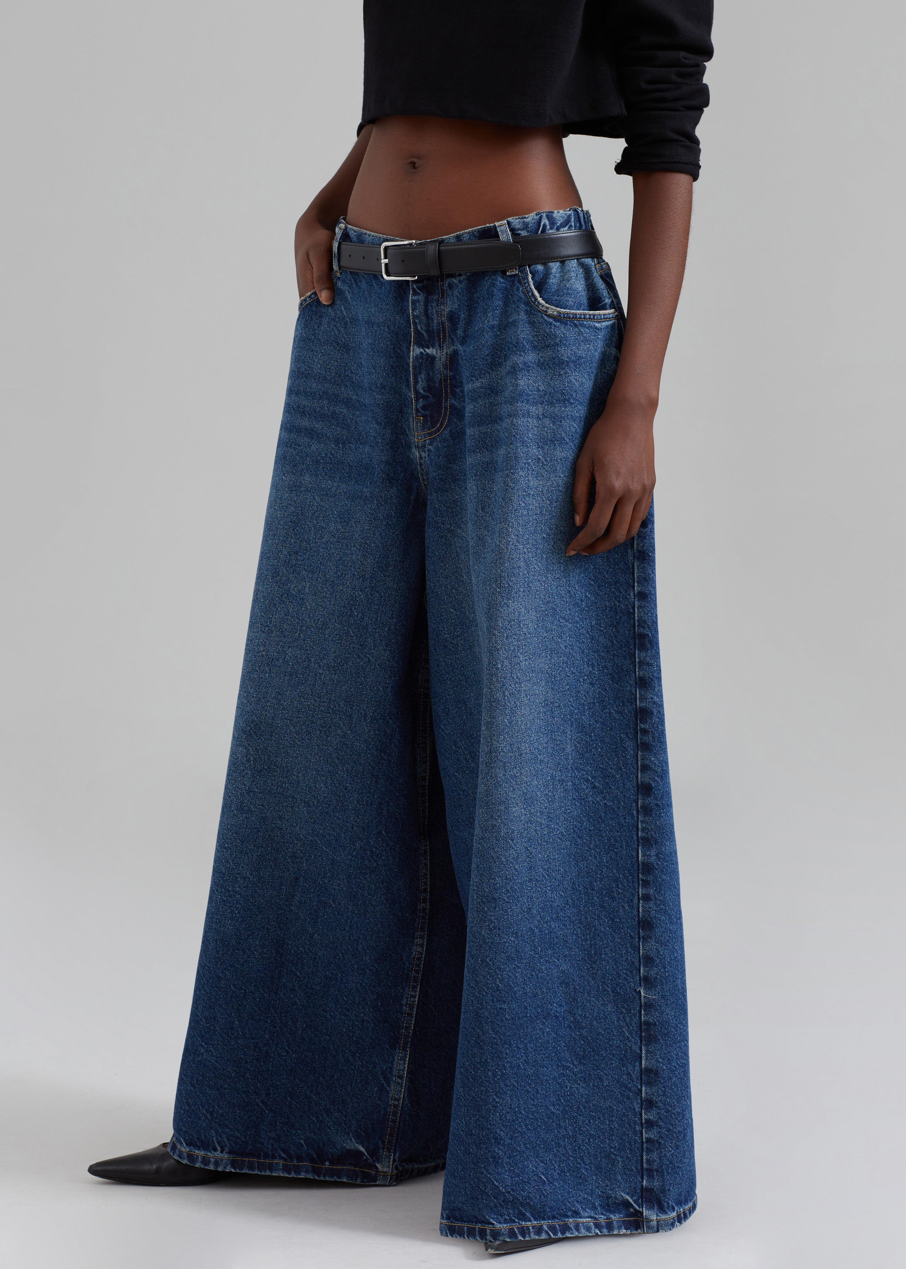 Dark blue wide sales leg jeans