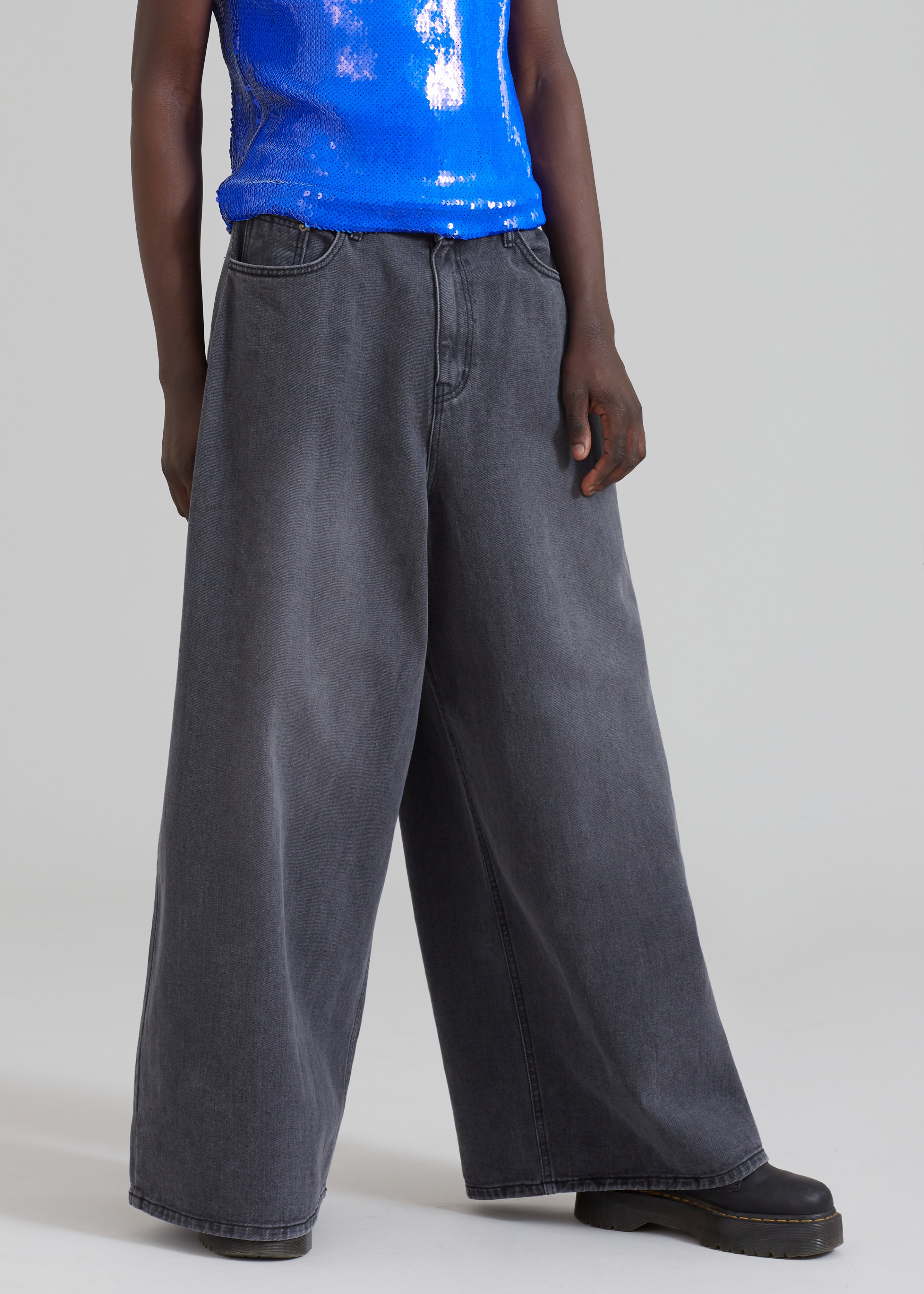 Sasha Men Wide Leg Jeans - Dark Grey - 6