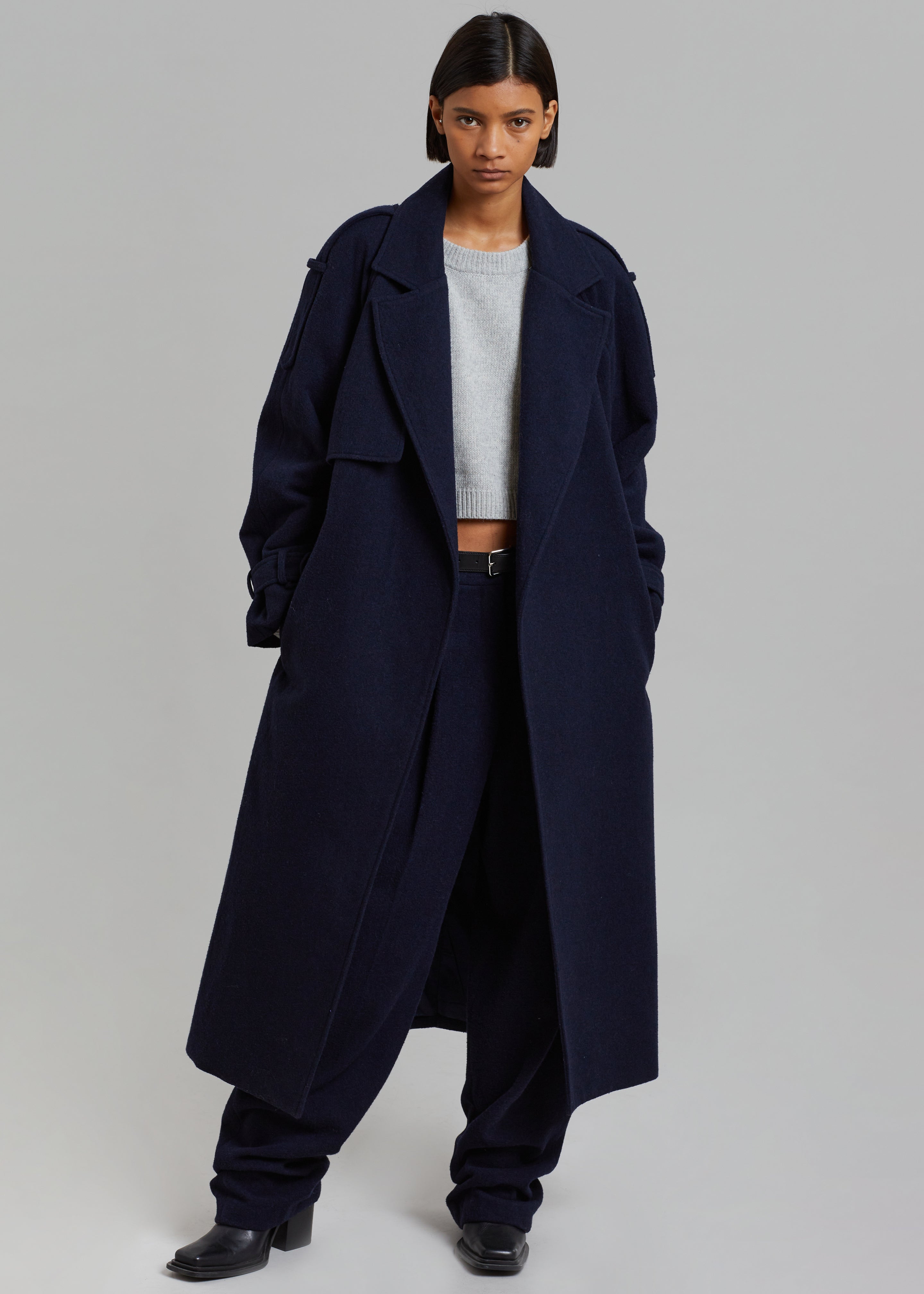 Suzanne Wool Trench Coat - Navy - 8