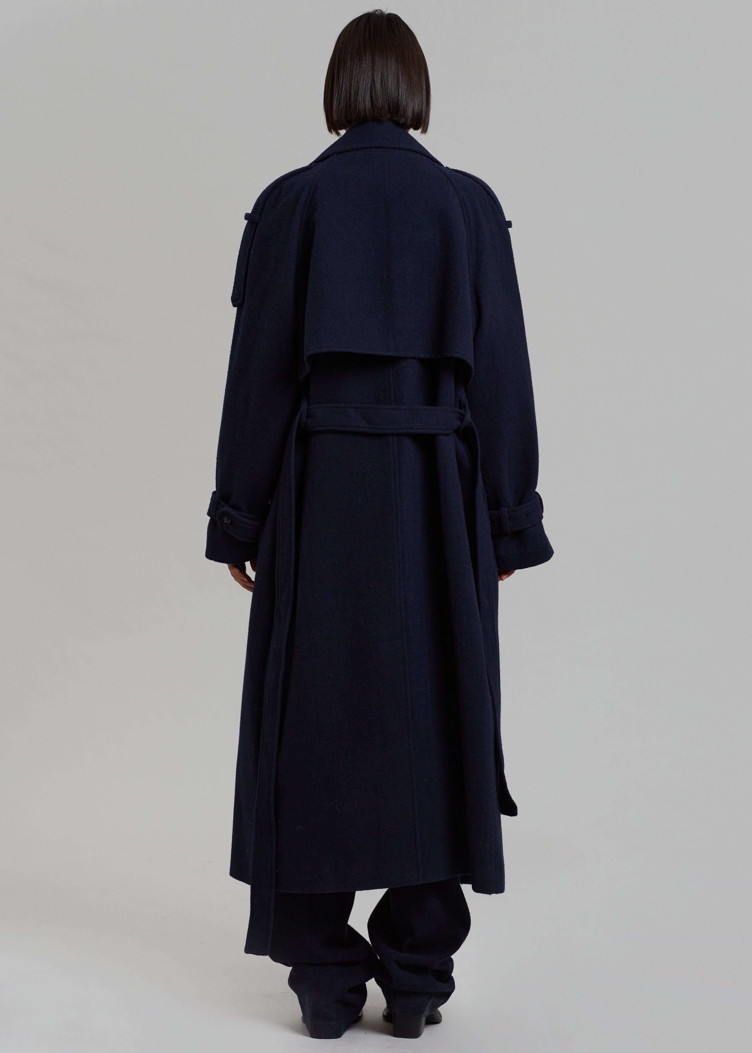 Suzanne Wool Trench Coat - Navy - 9