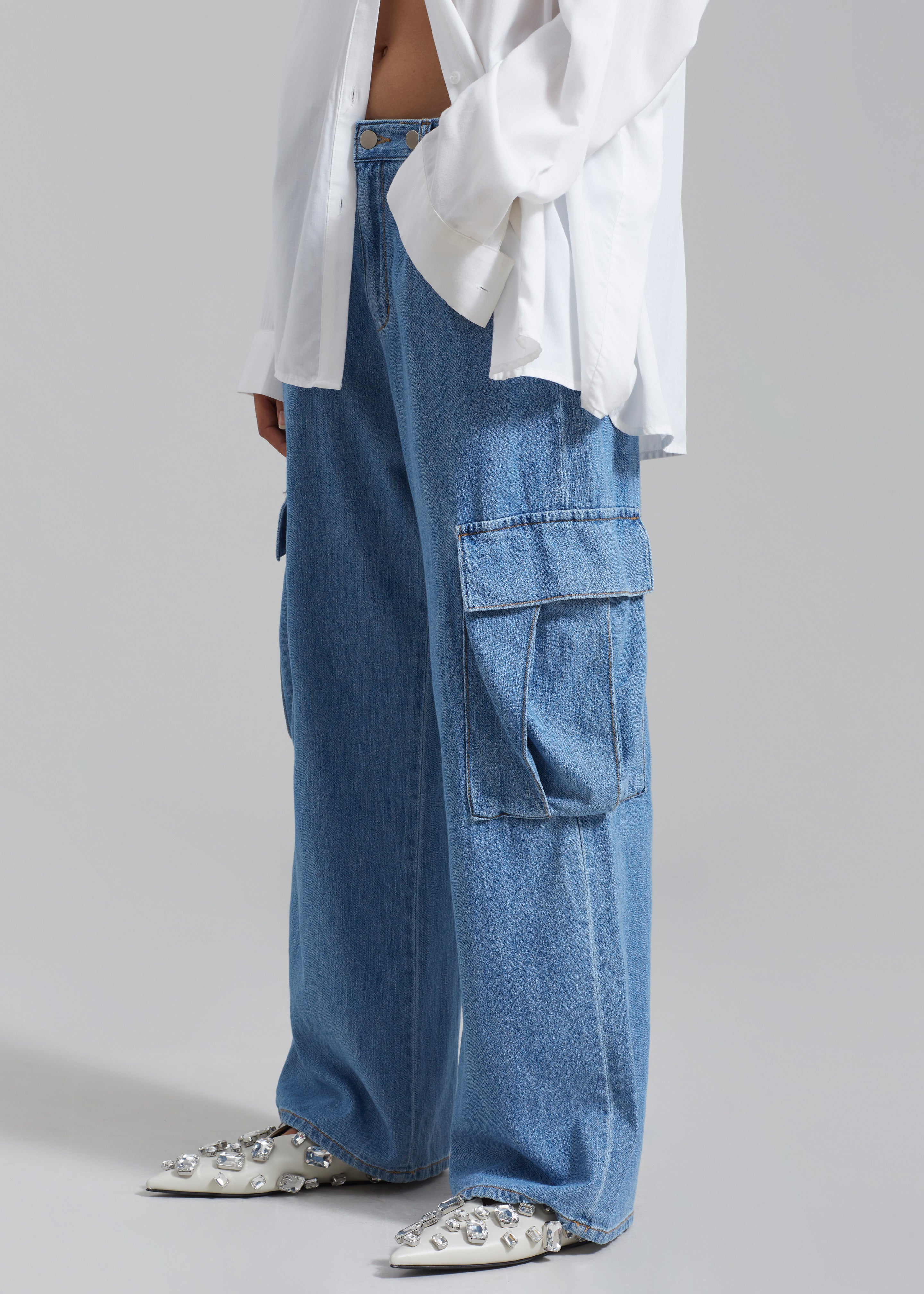 Tatum Cargo Jeans - Medium Wash - 4