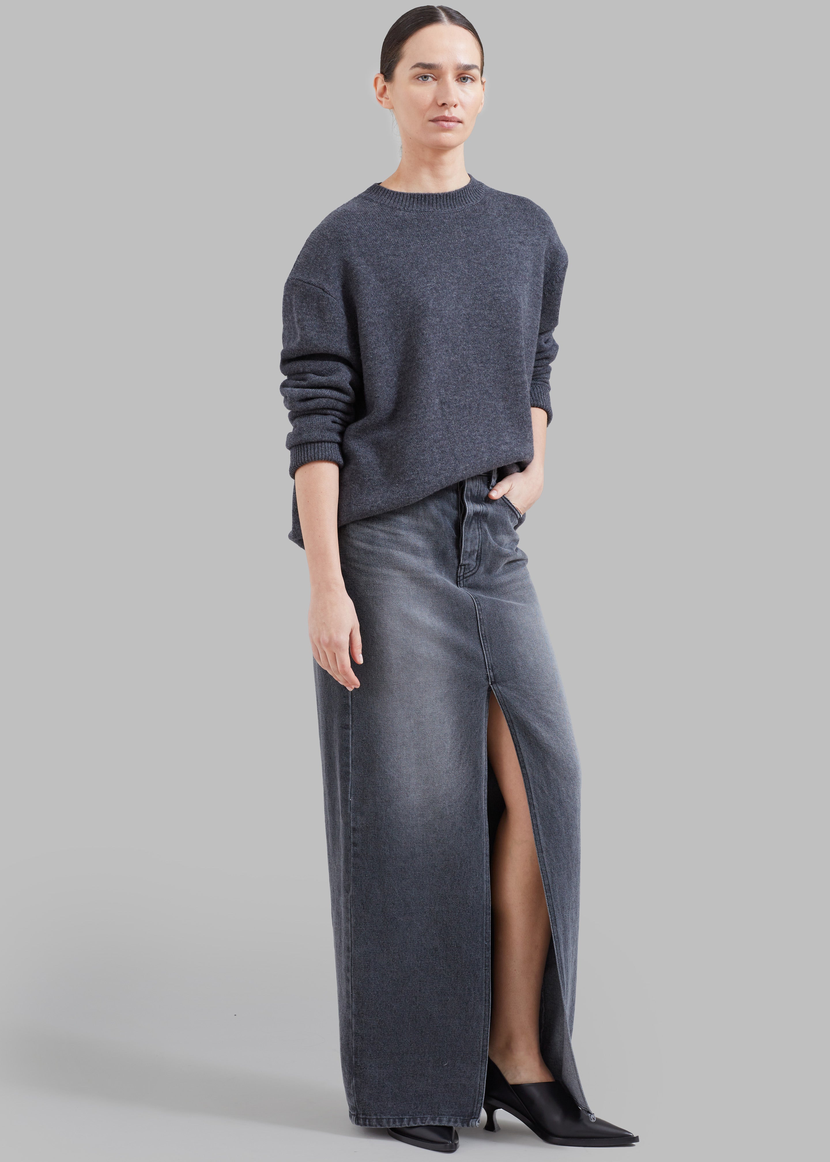 Texas Denim Pencil Skirt - Dark Grey - 6
