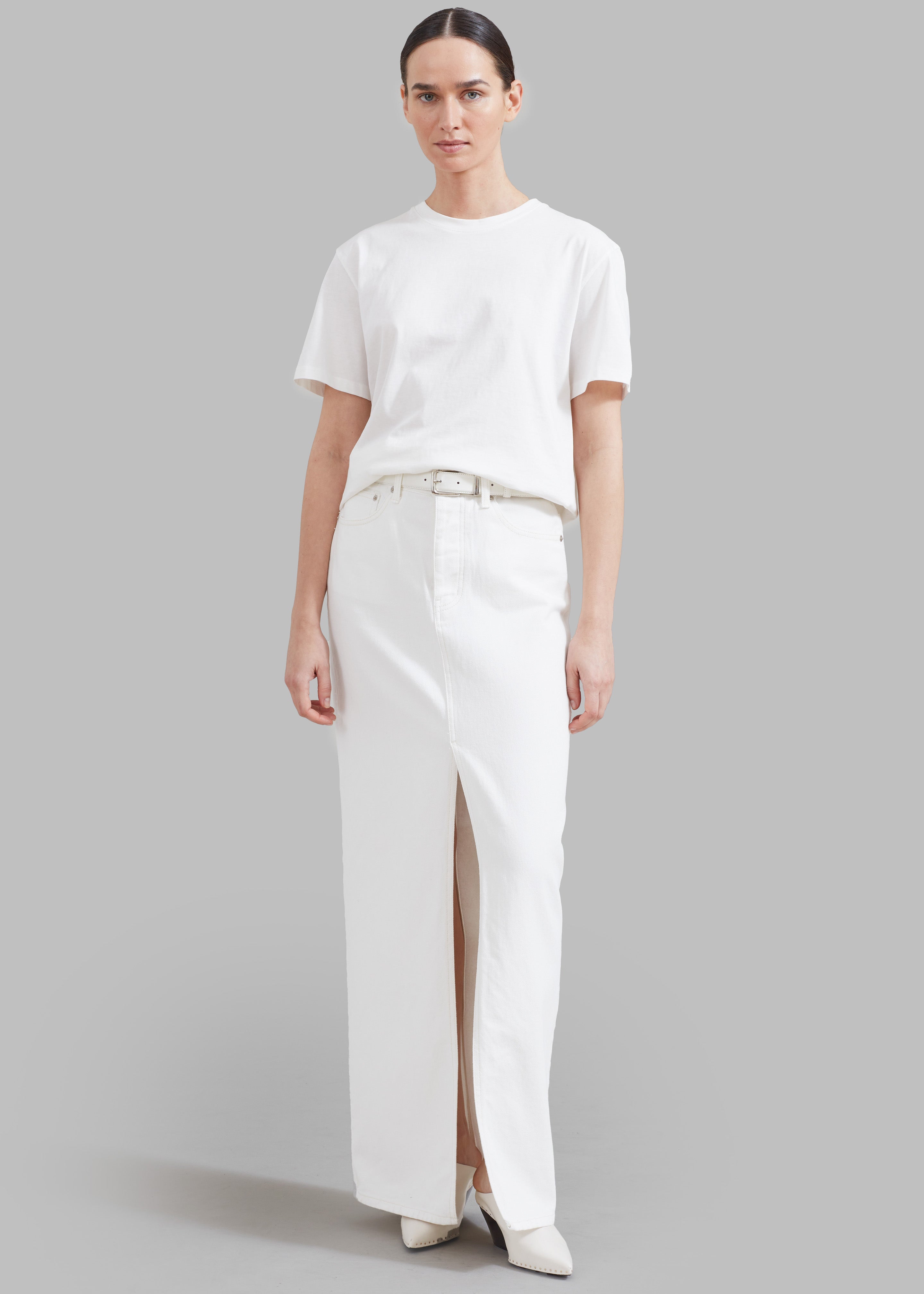 Texas Denim Pencil Skirt - Off White - 3