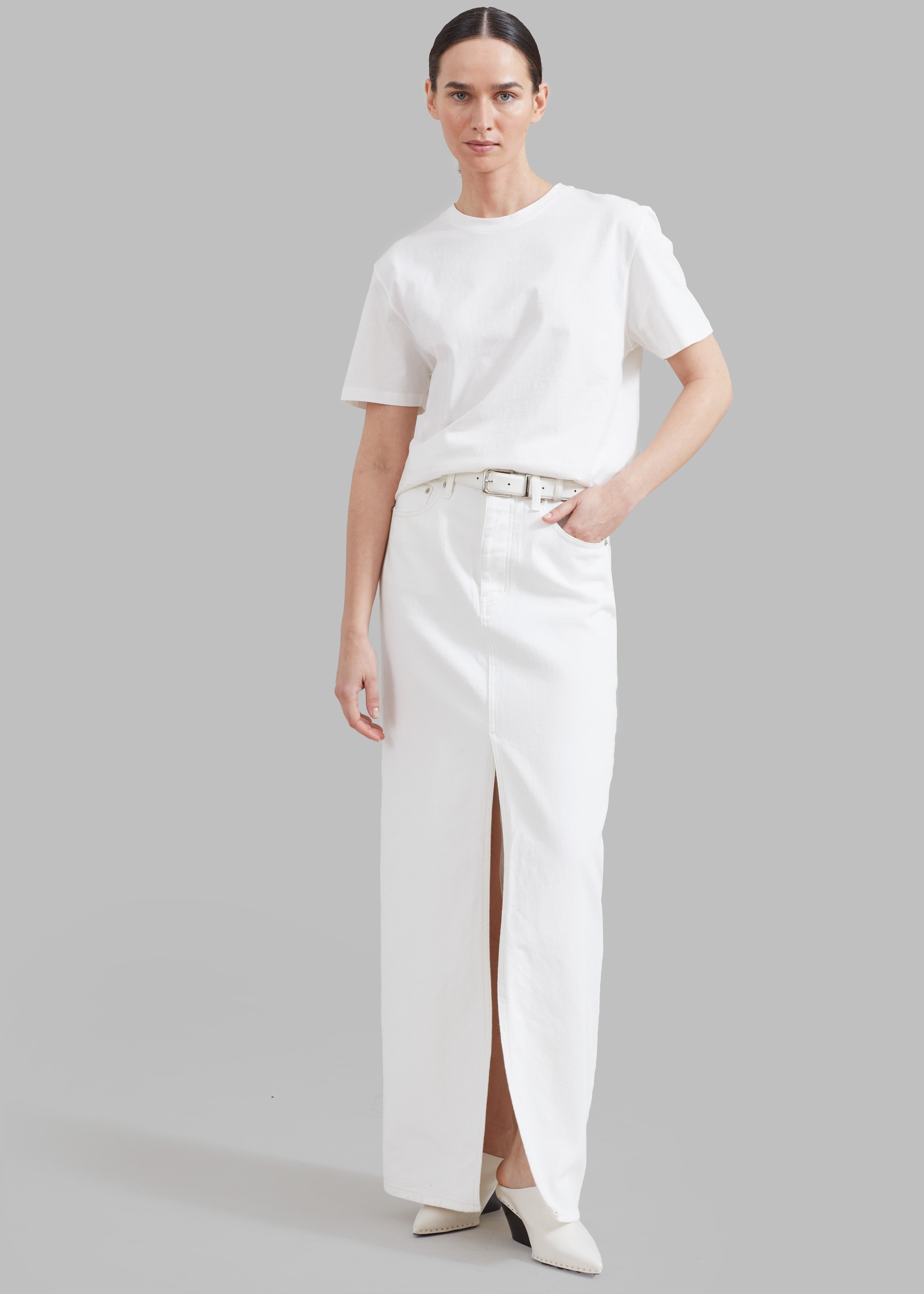 Texas Denim Pencil Skirt - Off White - 8