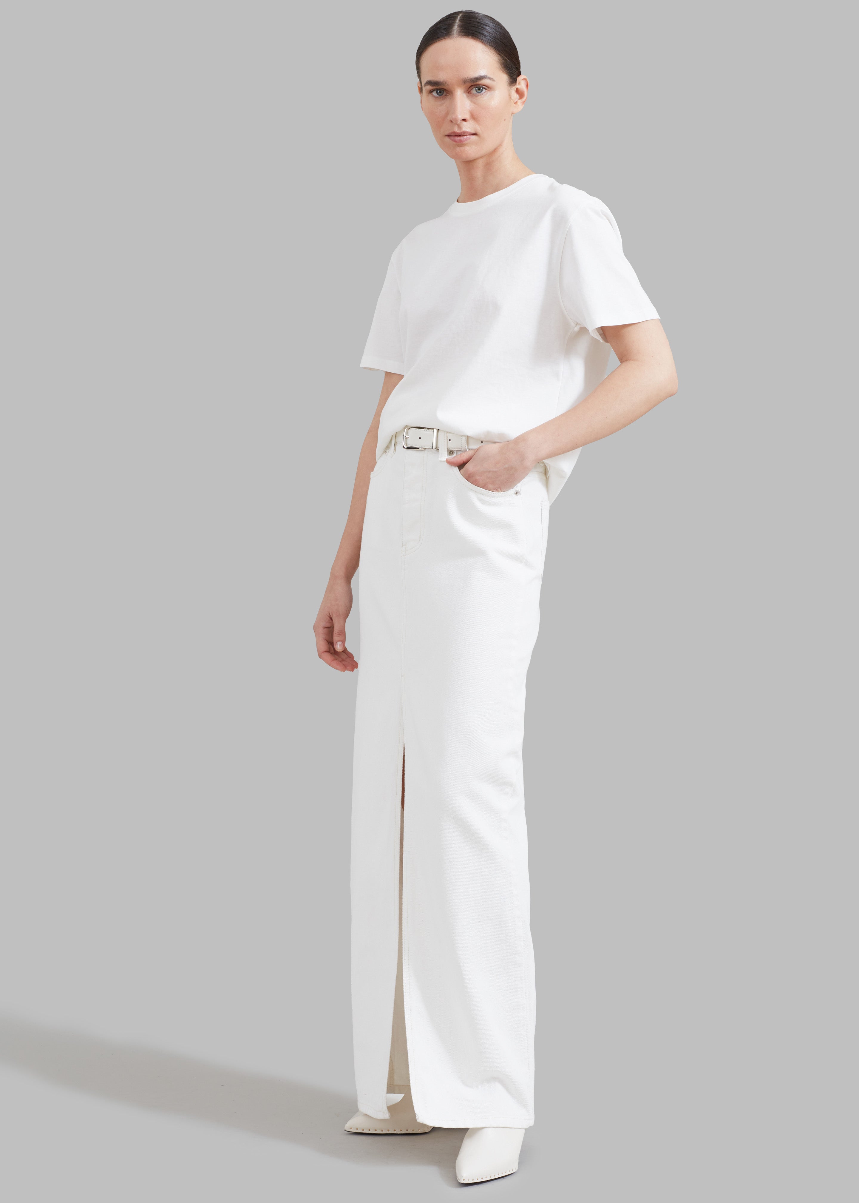 Texas Denim Pencil Skirt - Off White - 4