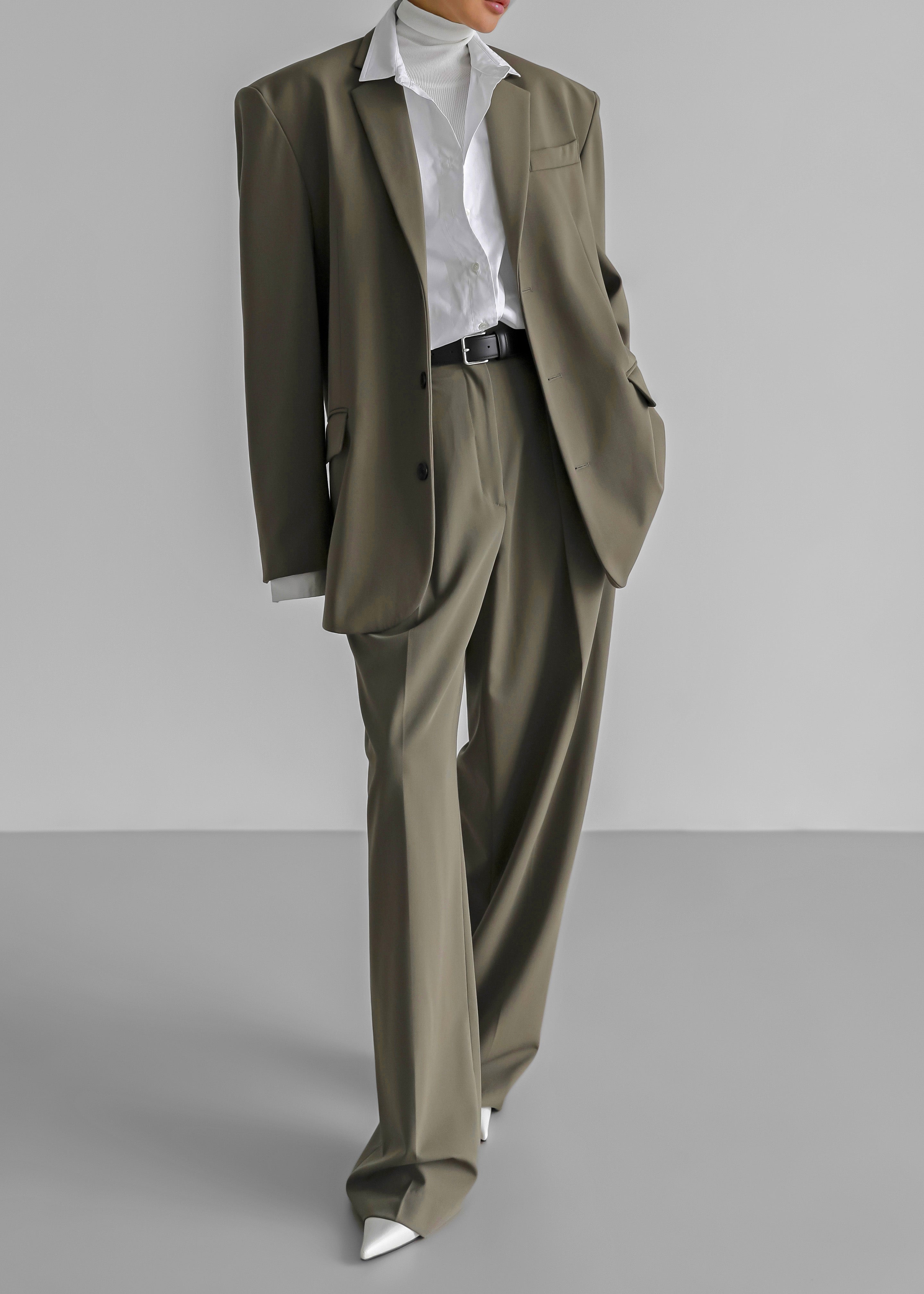 Tansy Pleated Trousers - Olive - 4
