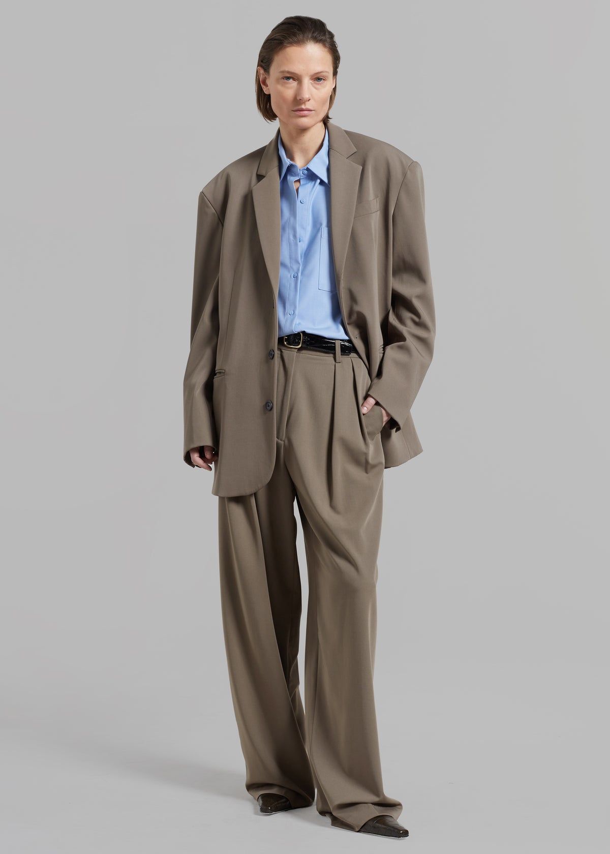 Tansy Pleated Trousers - Olive - 2
