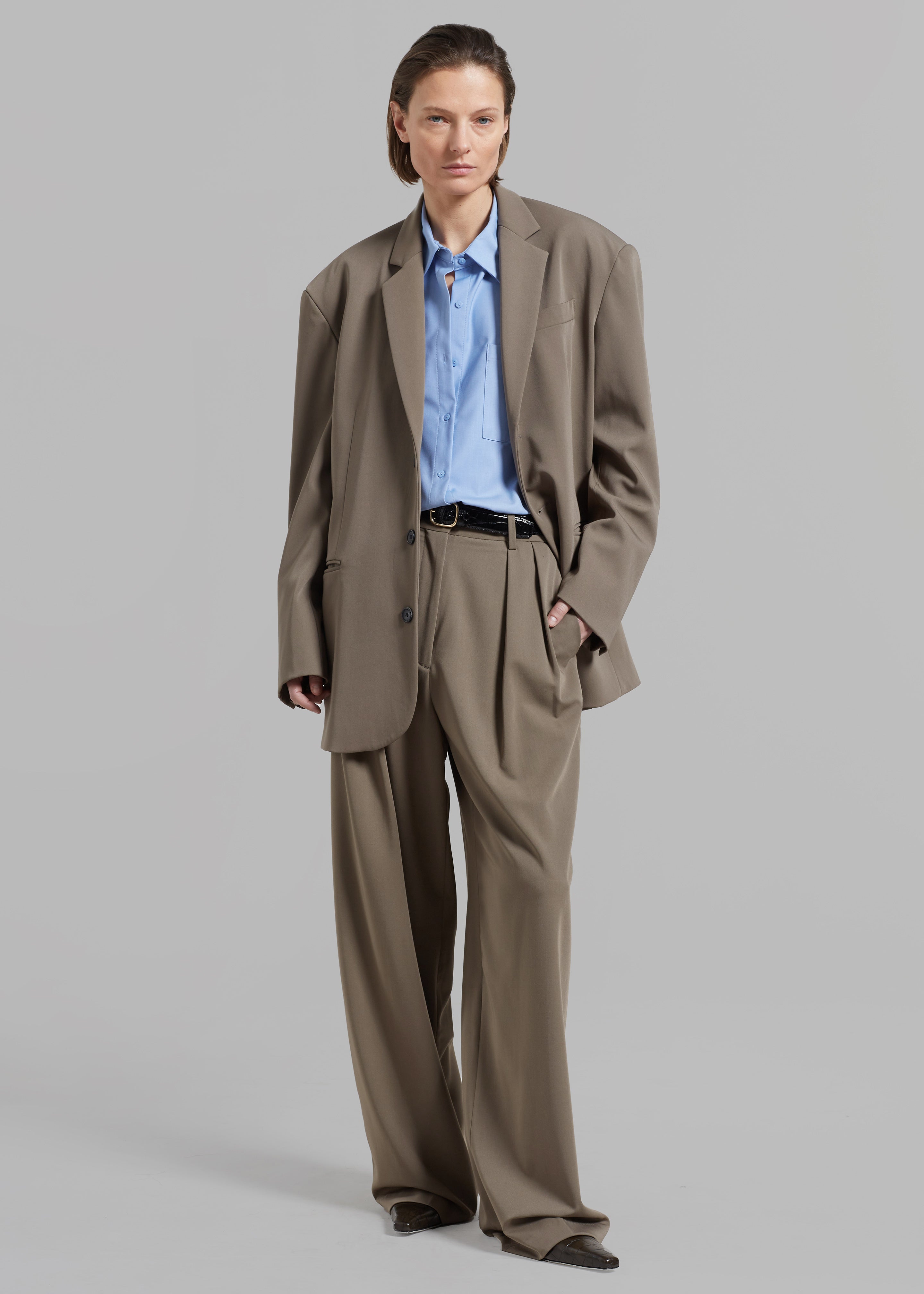 Tansy Pleated Trousers - Olive - 2