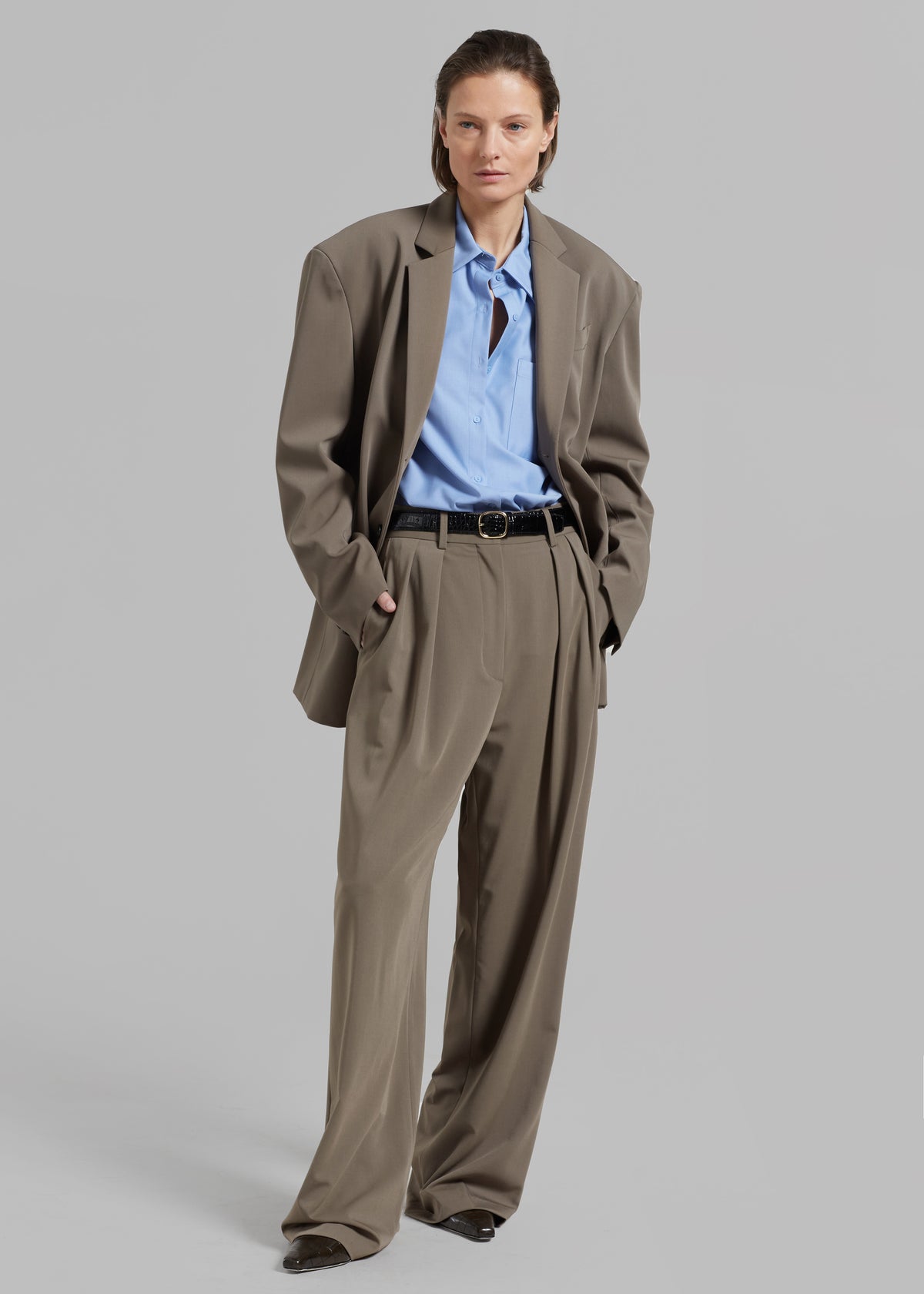 Tansy Pleated Trousers - Olive - 10