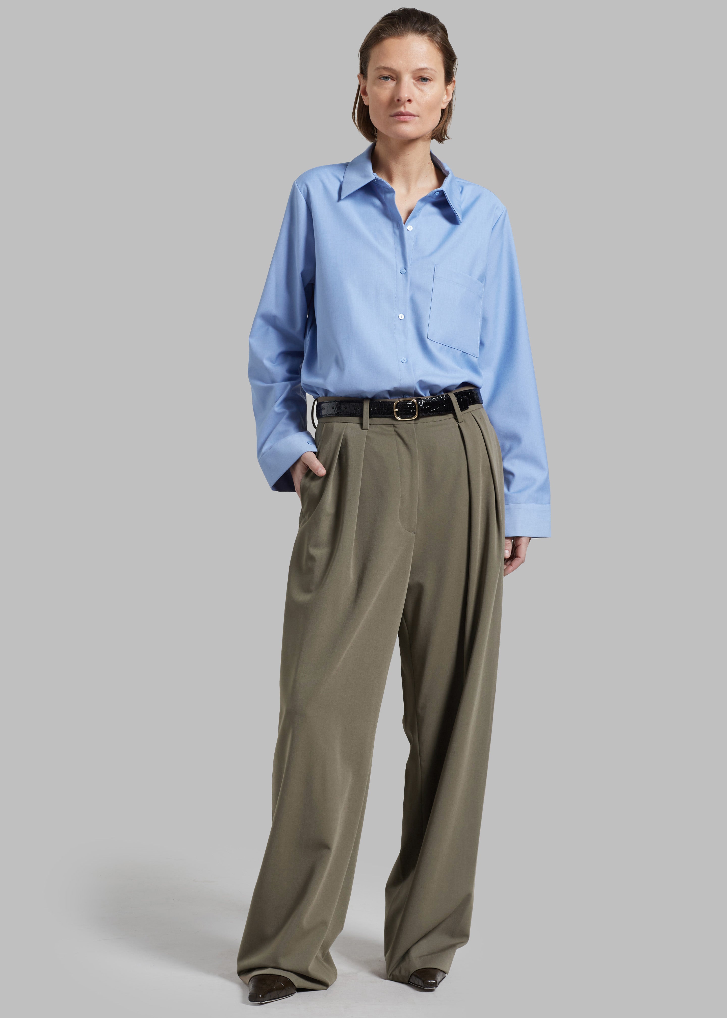 Tansy Pleated Trousers - Olive - 7