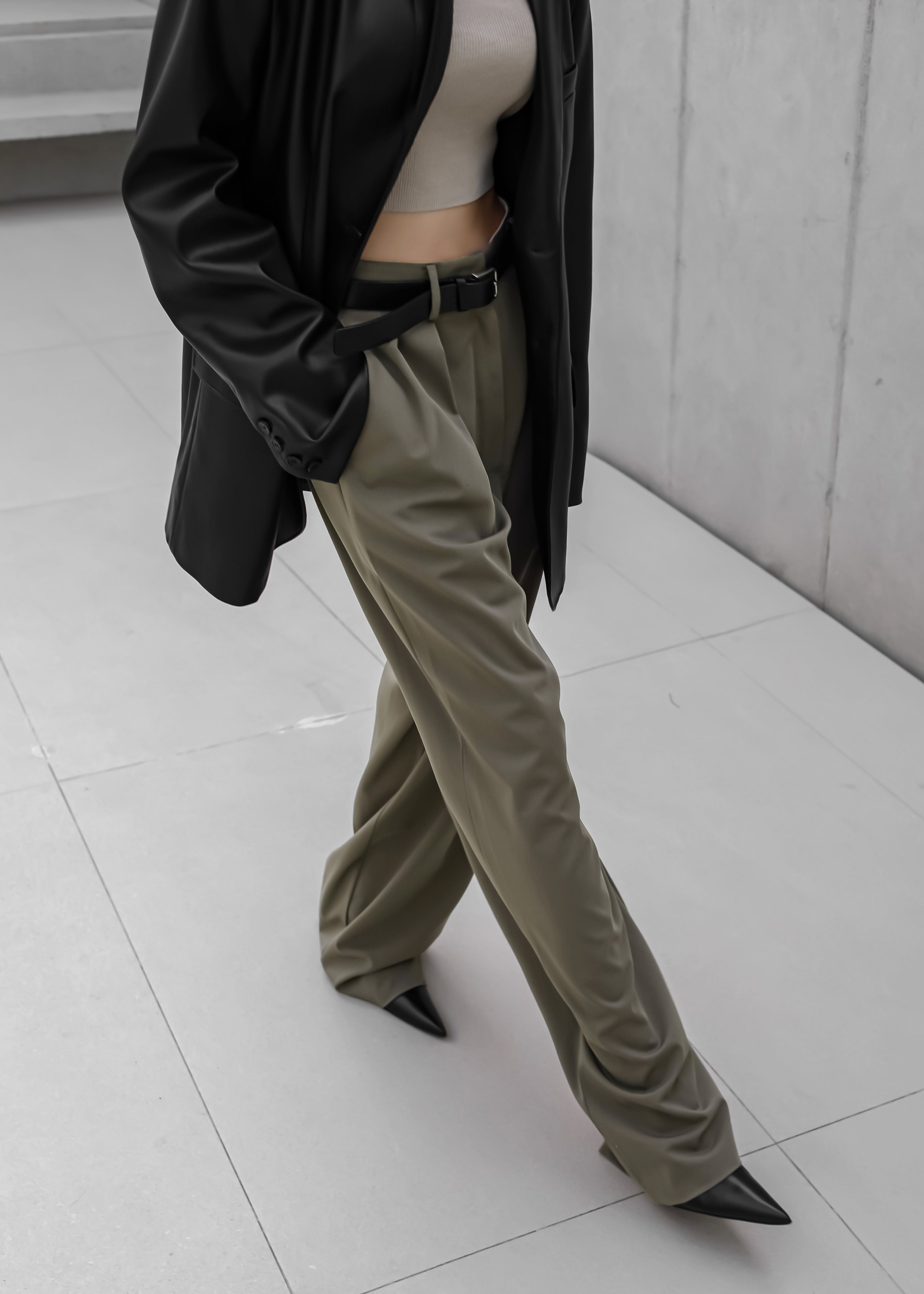 Tansy Pleated Trousers - Olive - 1