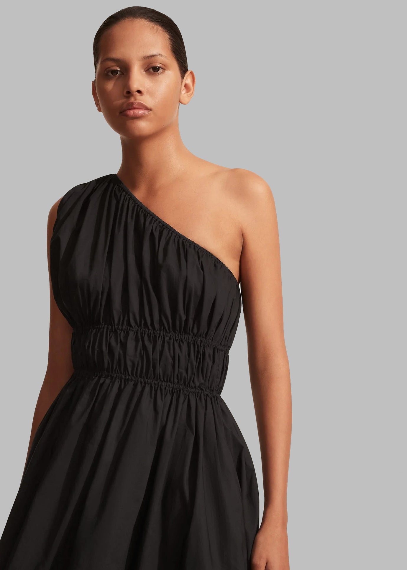 Matteau Shirred One Shoulder Mini Dress - Black - 1