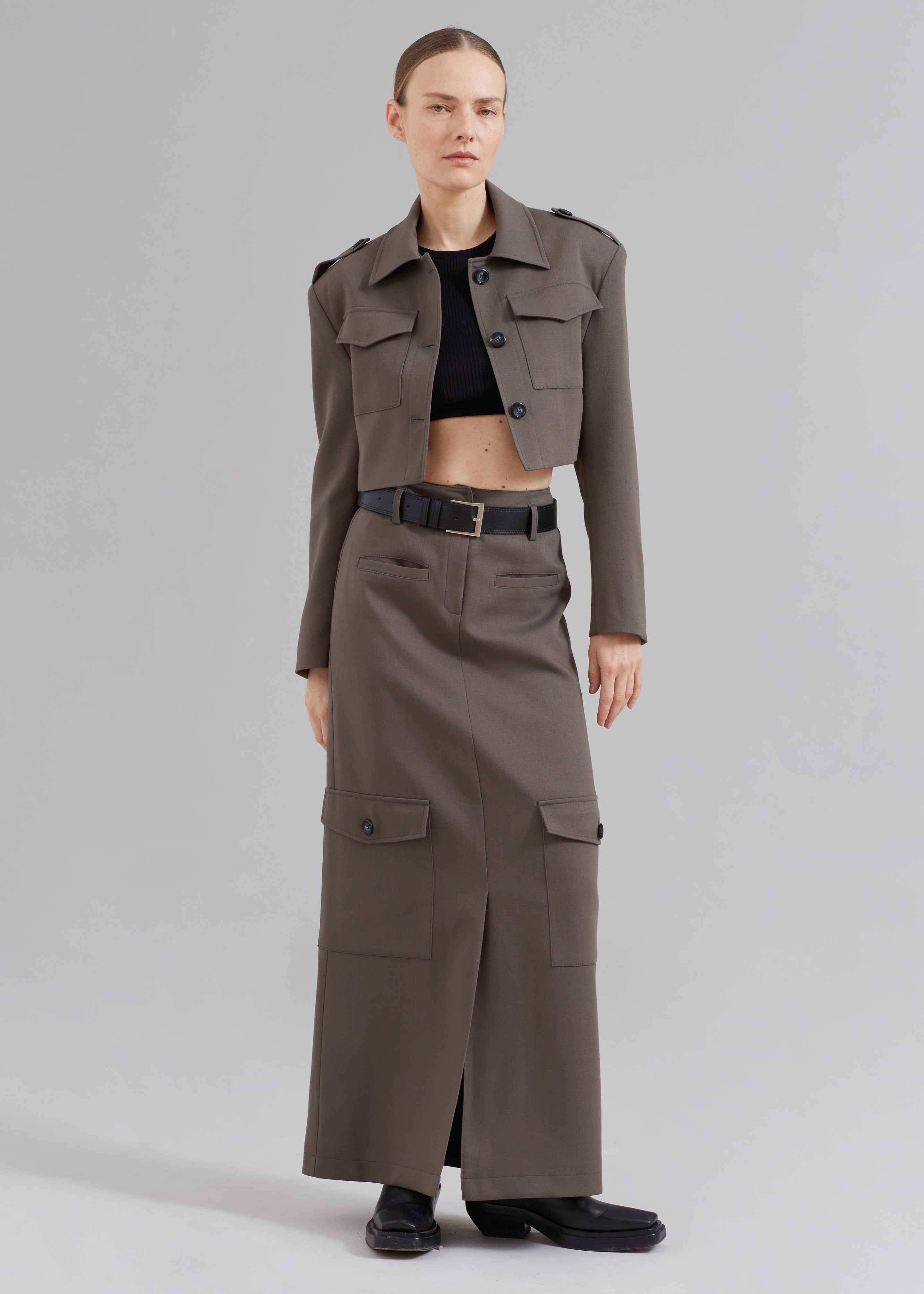 Eden Cropped Cargo Jacket - Grey - 5