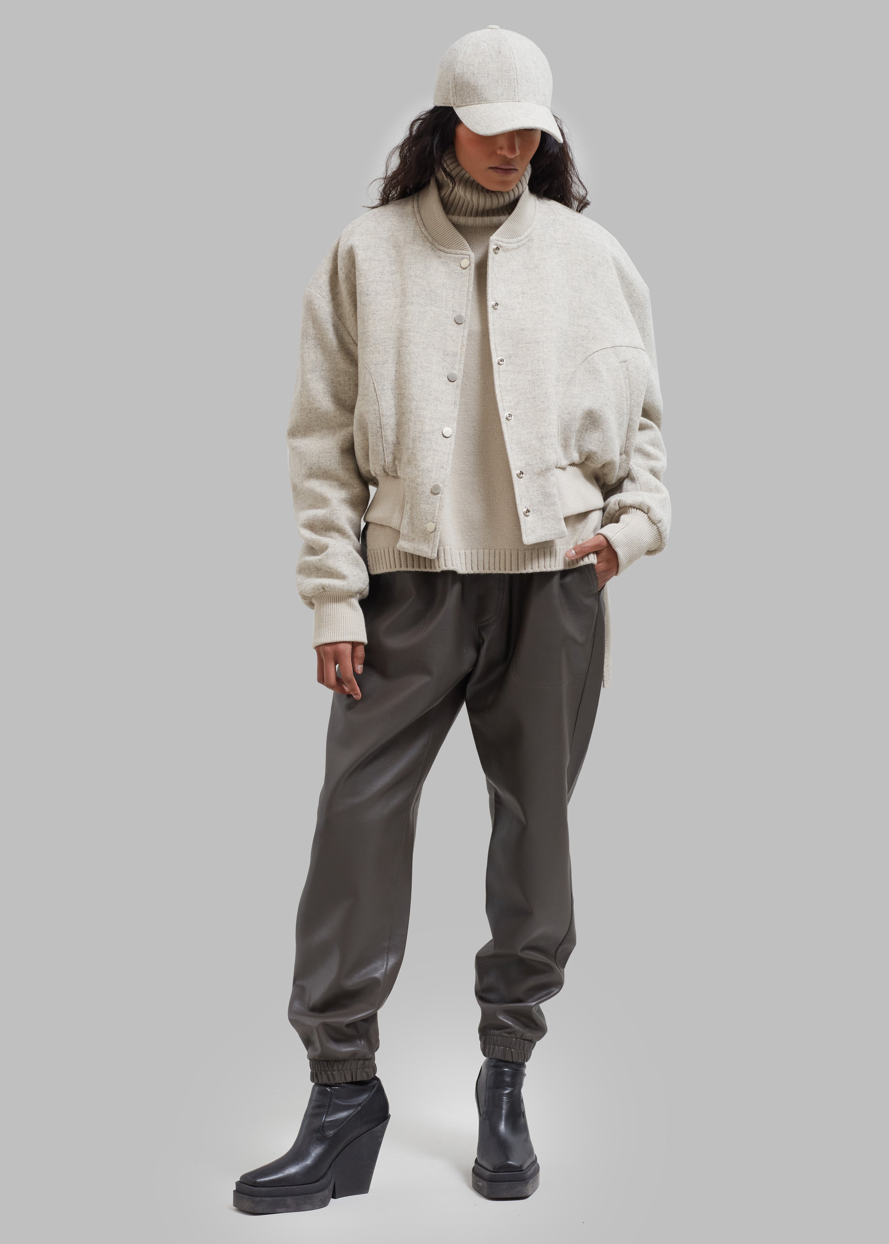 Brighton Faux Leather Joggers - Brown - 7