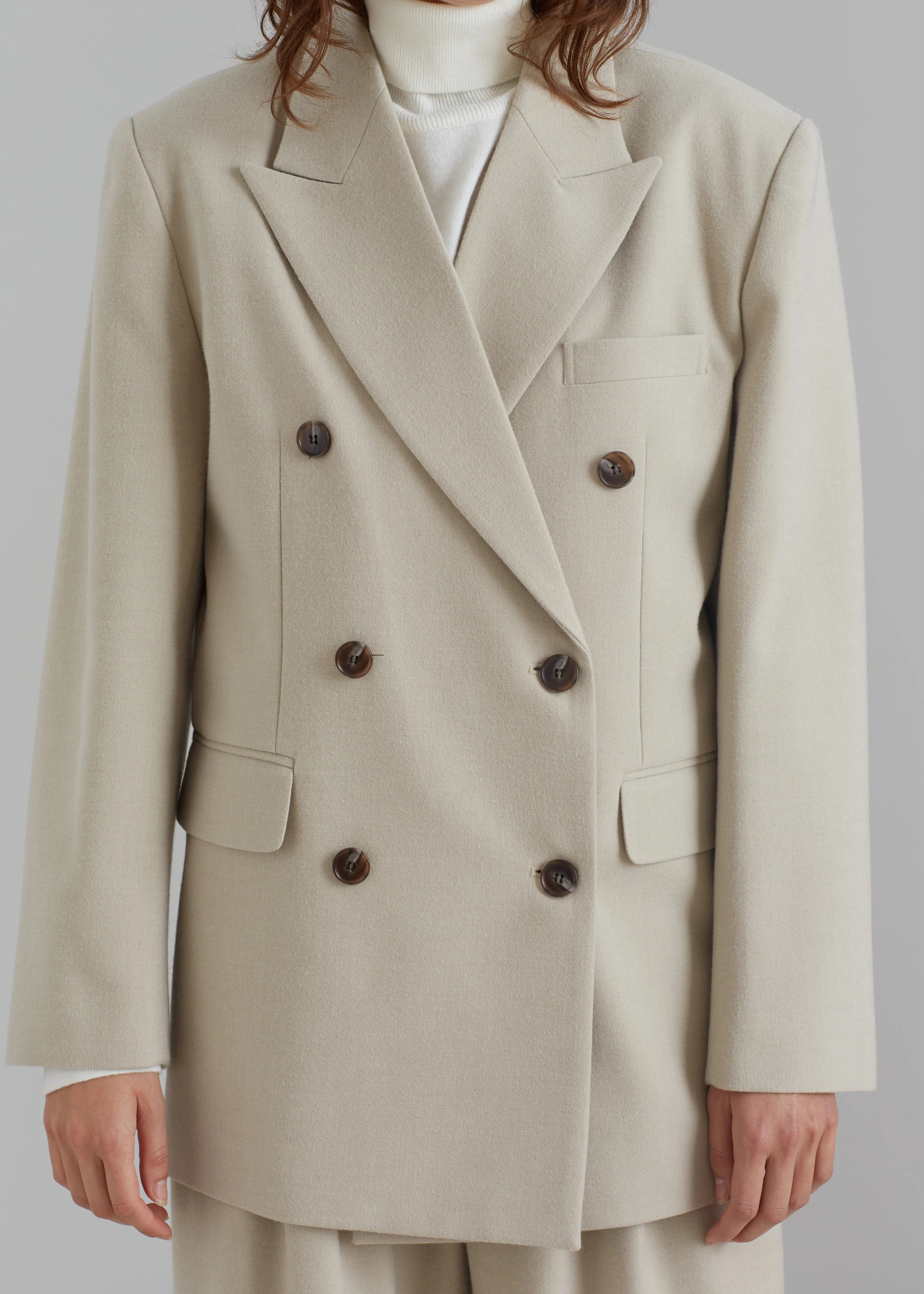 Vance Double Breasted Blazer - Beige - 8