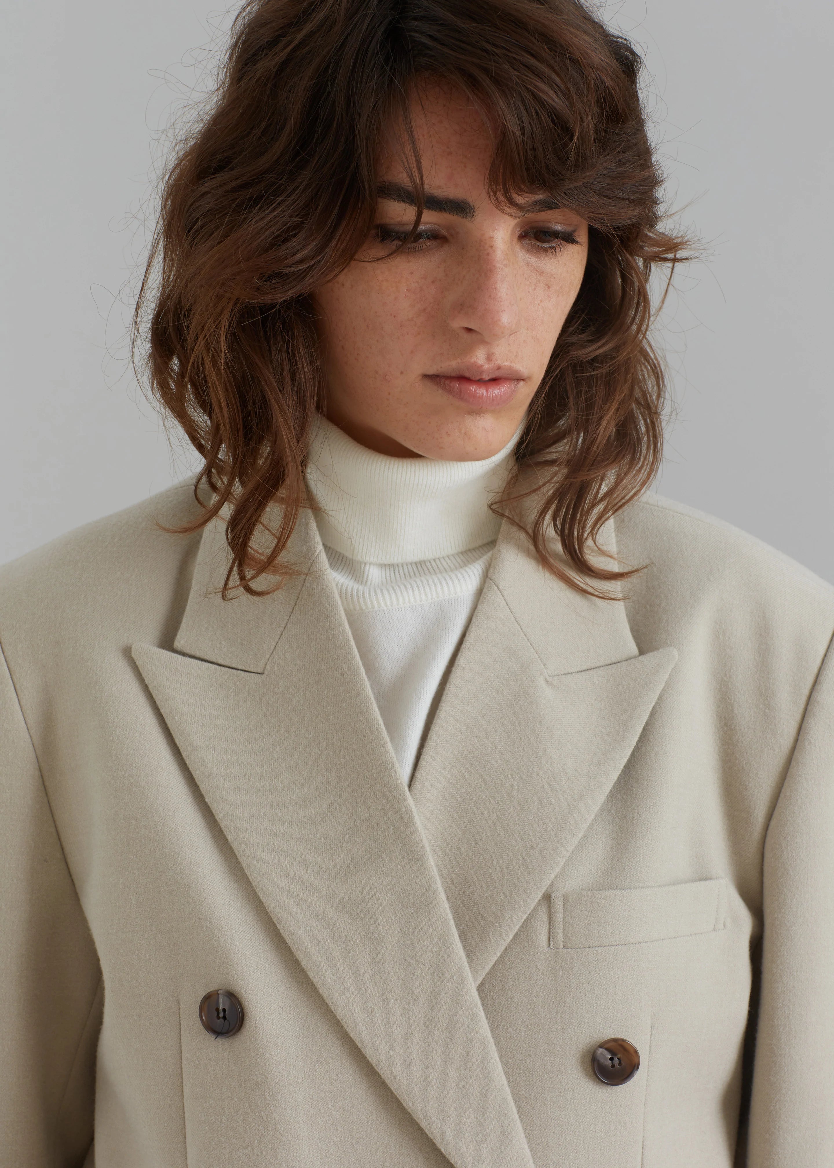 Vance Double Breasted Blazer - Beige - 9
