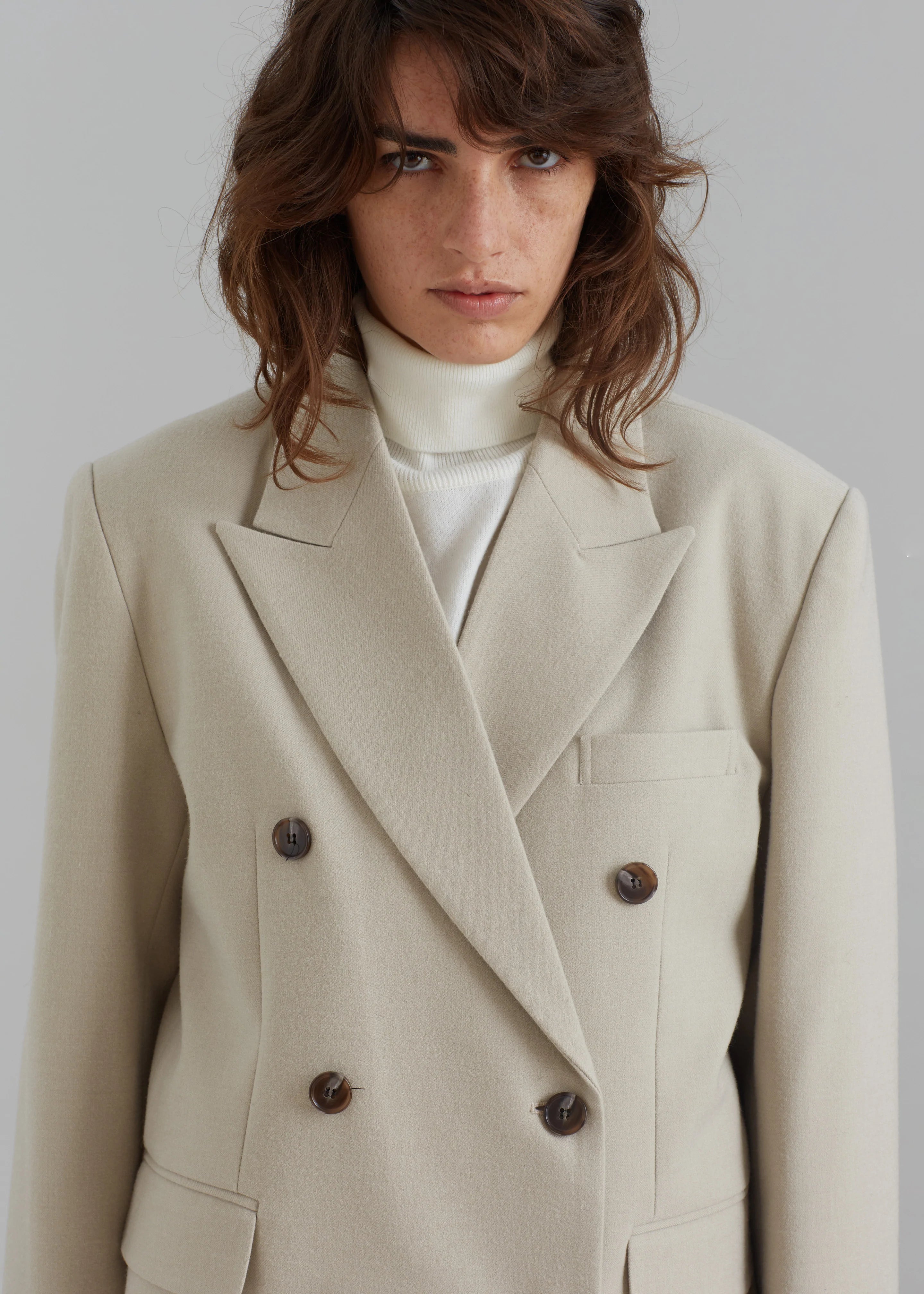 Vance Double Breasted Blazer - Beige - 6