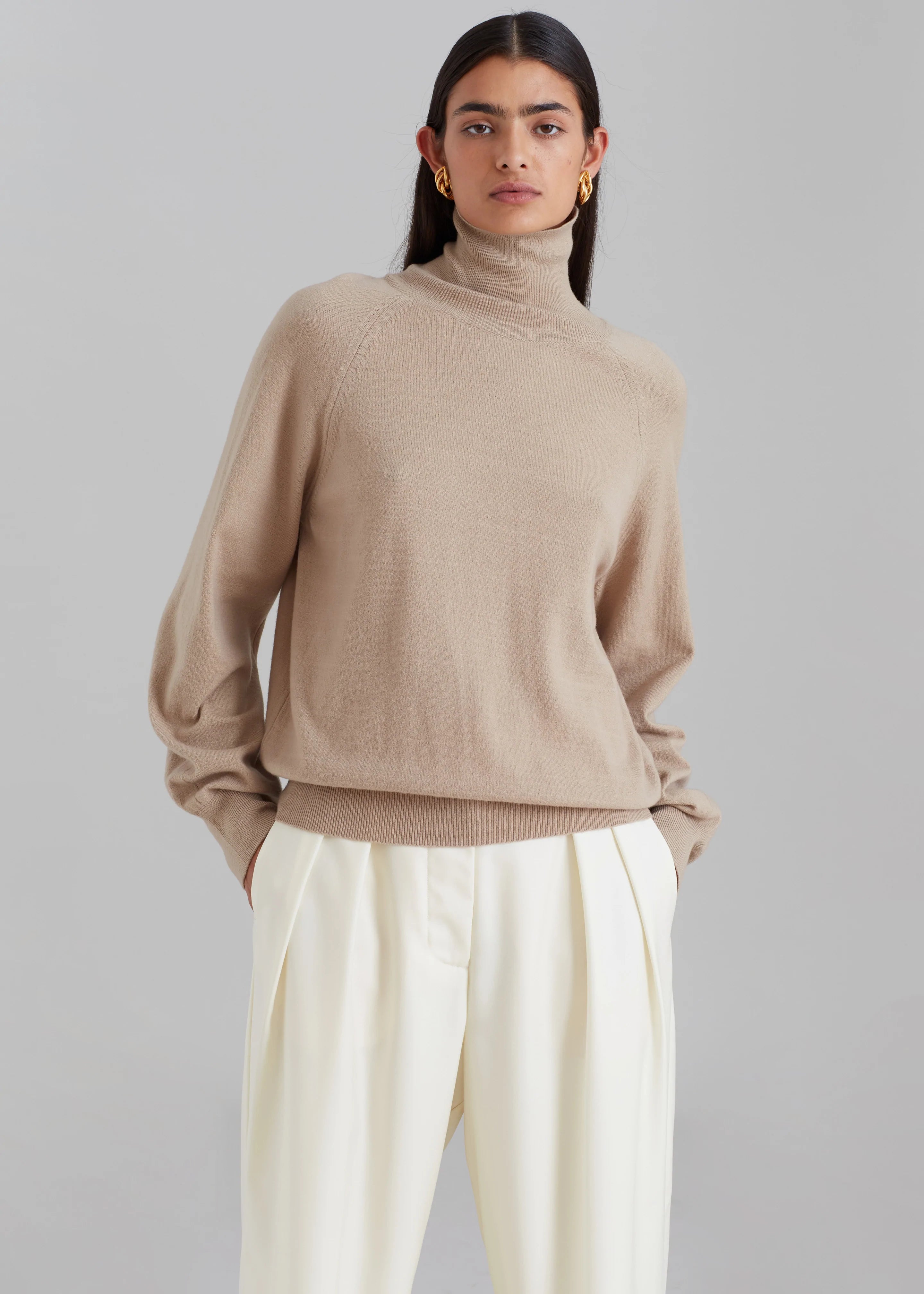 Taupe turtleneck hot sale