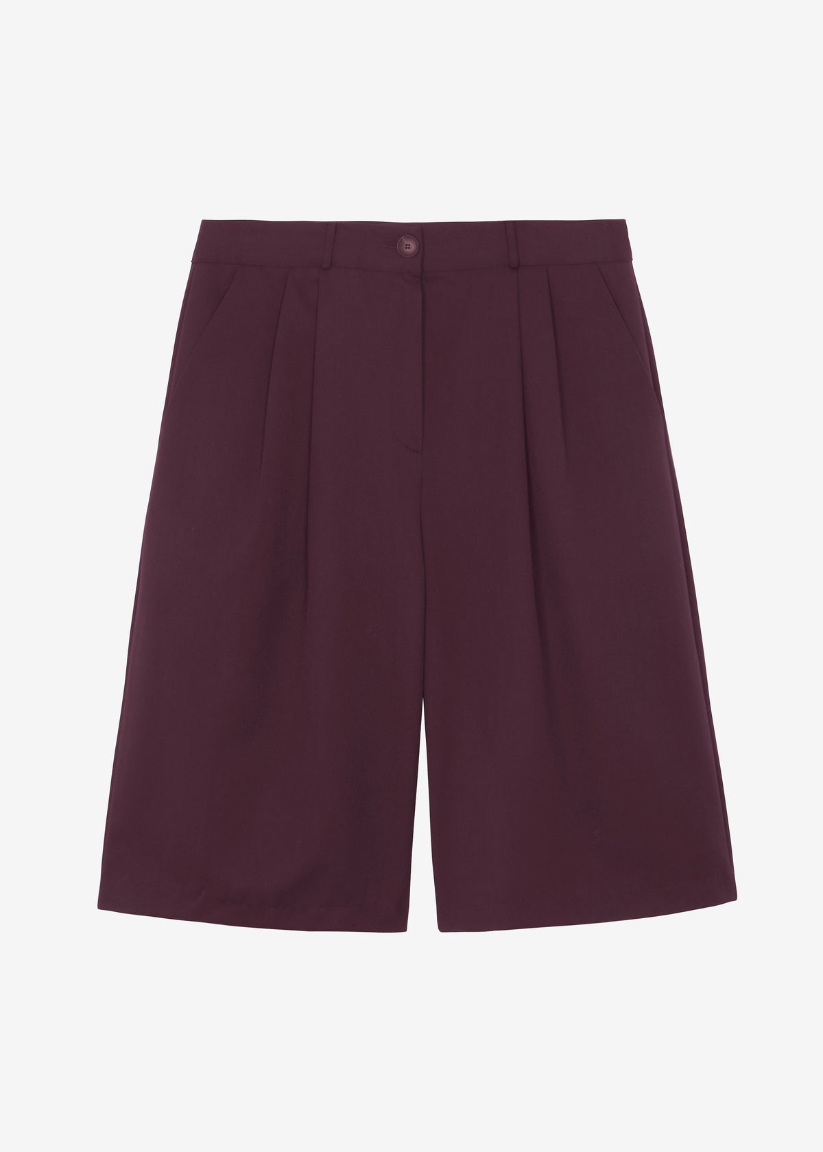 Wilma Pleated Bermuda Shorts - Burgundy - 13