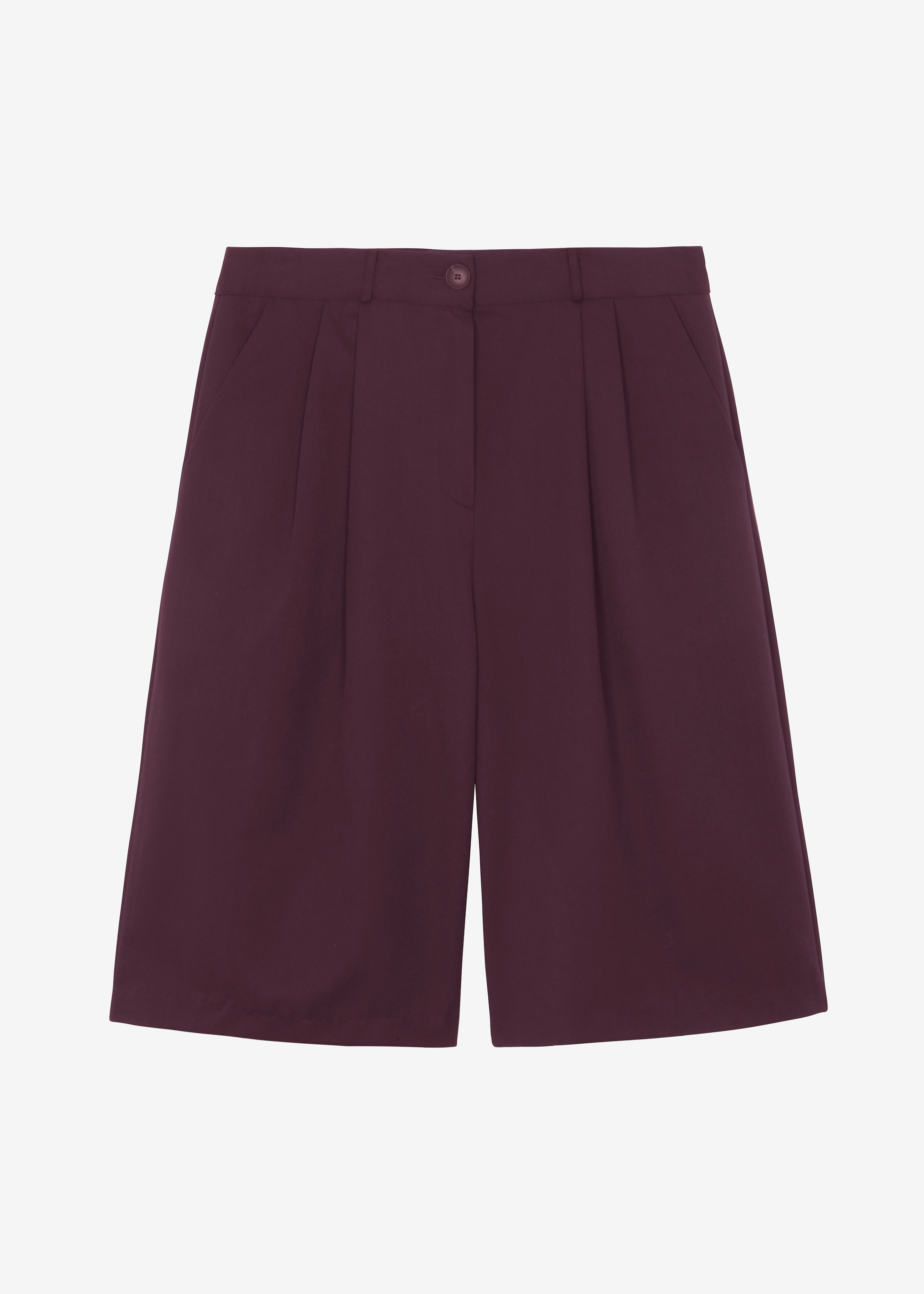 Wilma Pleated Bermuda Shorts - Burgundy - 13