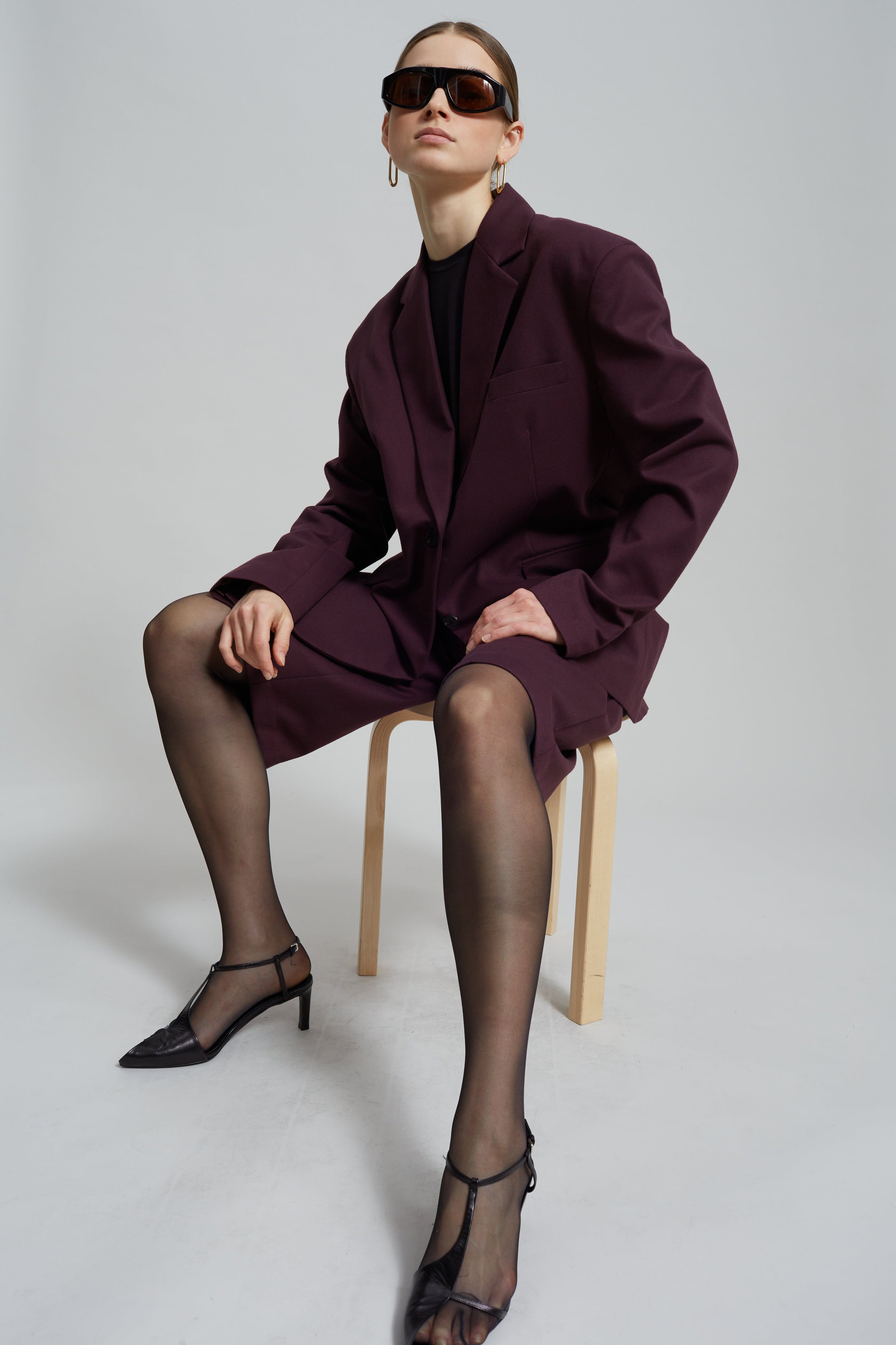 Wilma Pleated Bermuda Shorts - Burgundy - 10