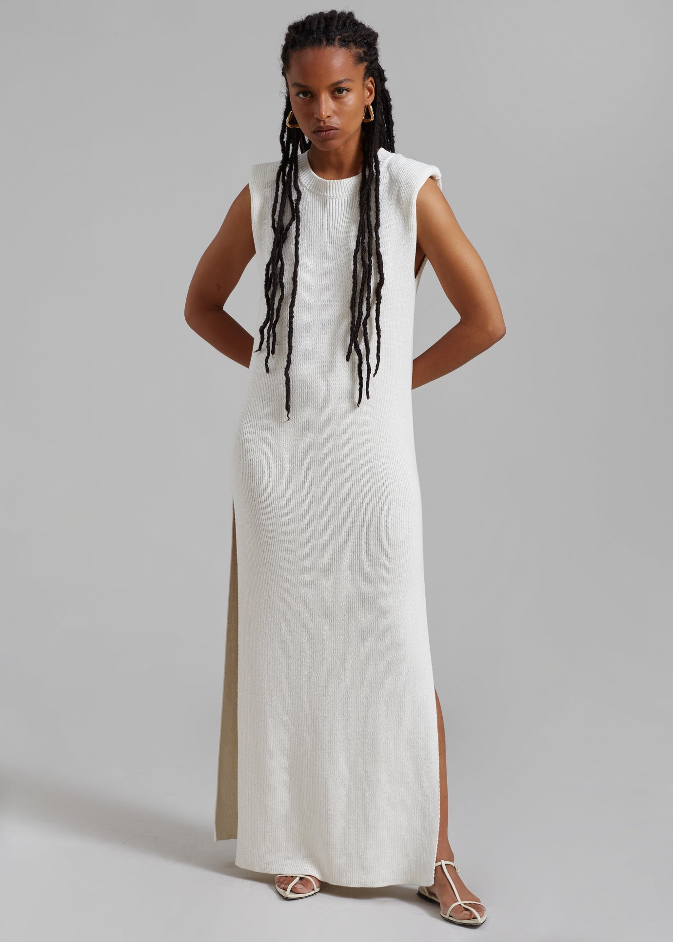 Wren Sleeveless Knit Dress - White - 1