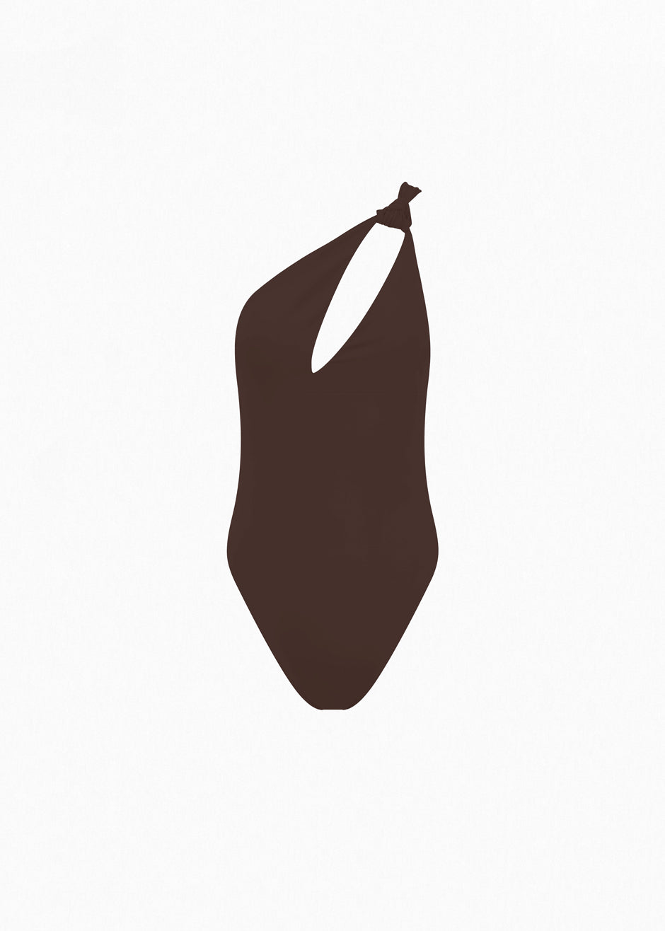 Aexae Knot One Piece Swimsuit - Brown - 3