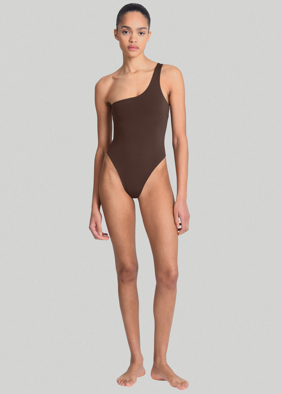 Aexae One Shoulder One Piece - Brown - 2