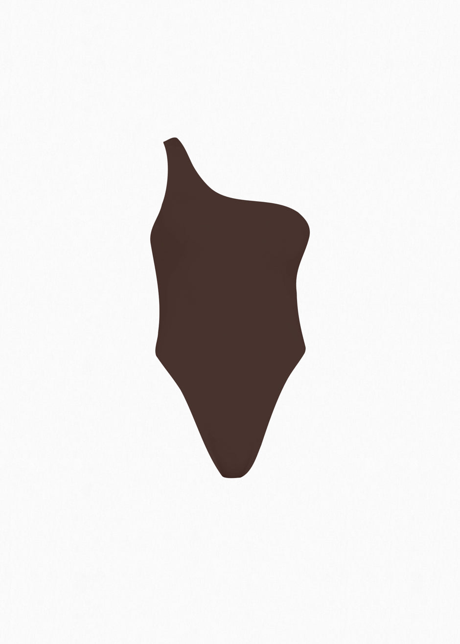 Aexae One Shoulder One Piece - Brown - 4