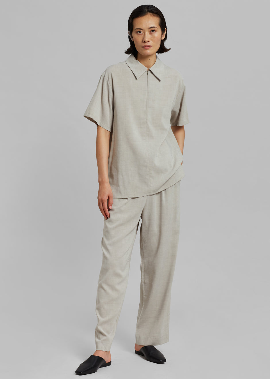 Aino Zip Up Polo - Birch Melange - 2