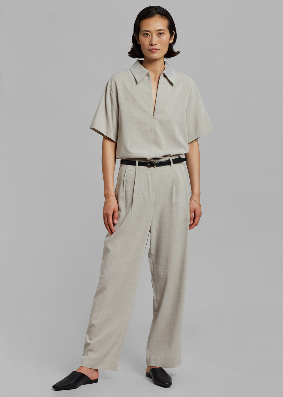 Aino Zip Up Polo - Birch Melange - 7