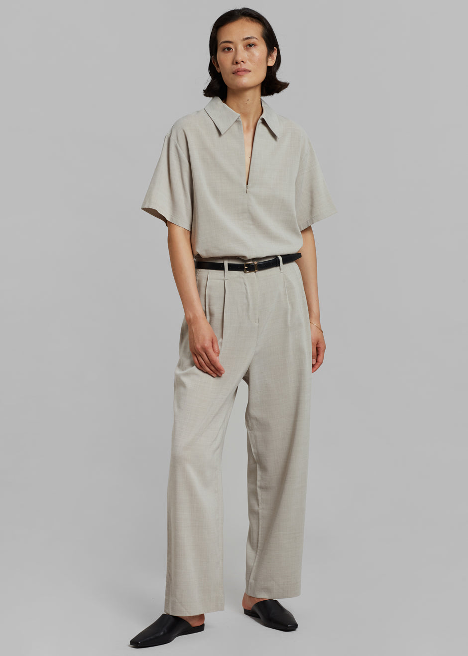 Aino Zip Up Polo - Birch Melange - 4
