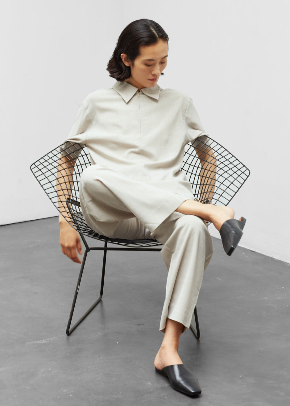 Aino Zip Up Polo - Birch Melange - 11
