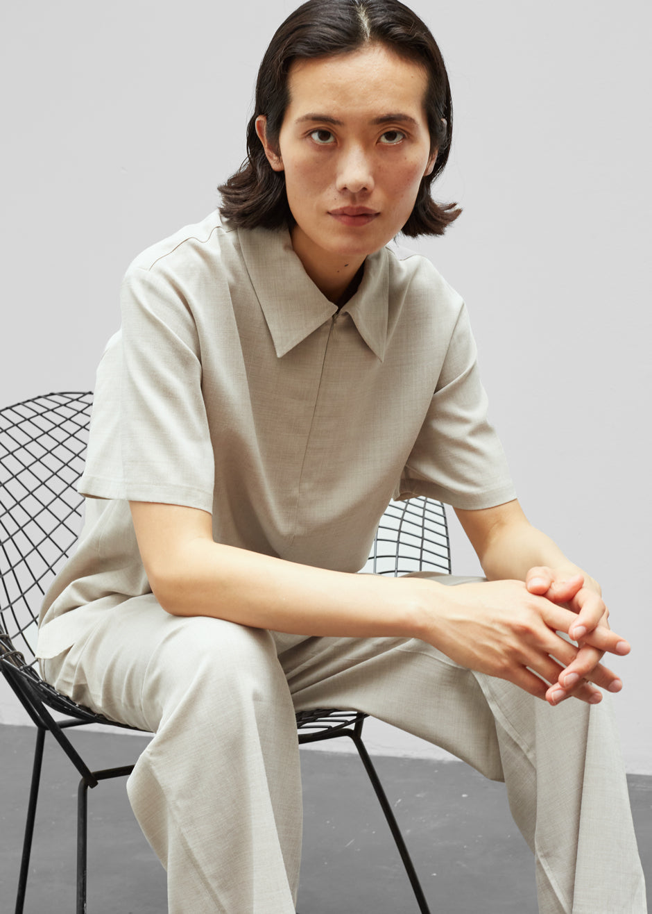 Aino Zip Up Polo - Birch Melange - 5