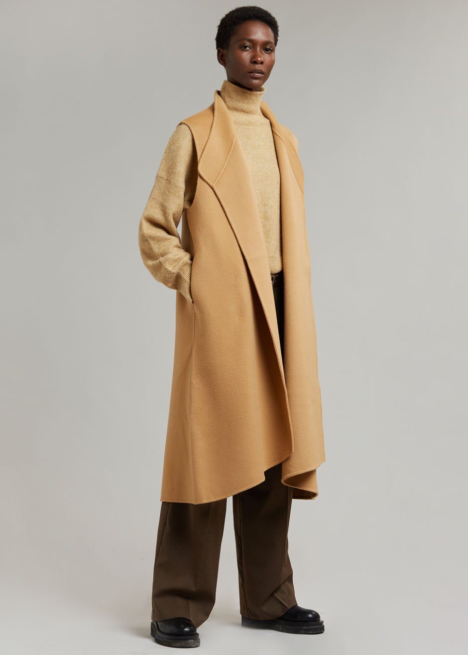 Anha Wool Long Vest - Camel - 5
